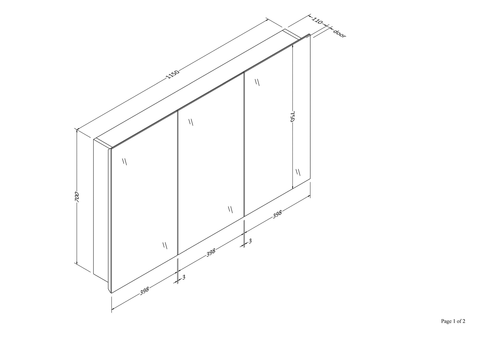 CODE PAVIA 1200 MIRROR CABINET