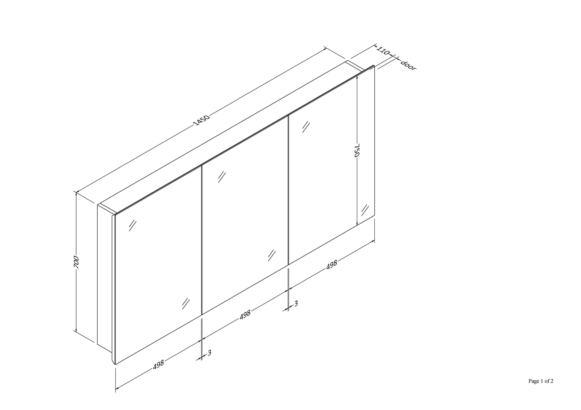 CODE PAVIA 1500 MIRROR CABINET
