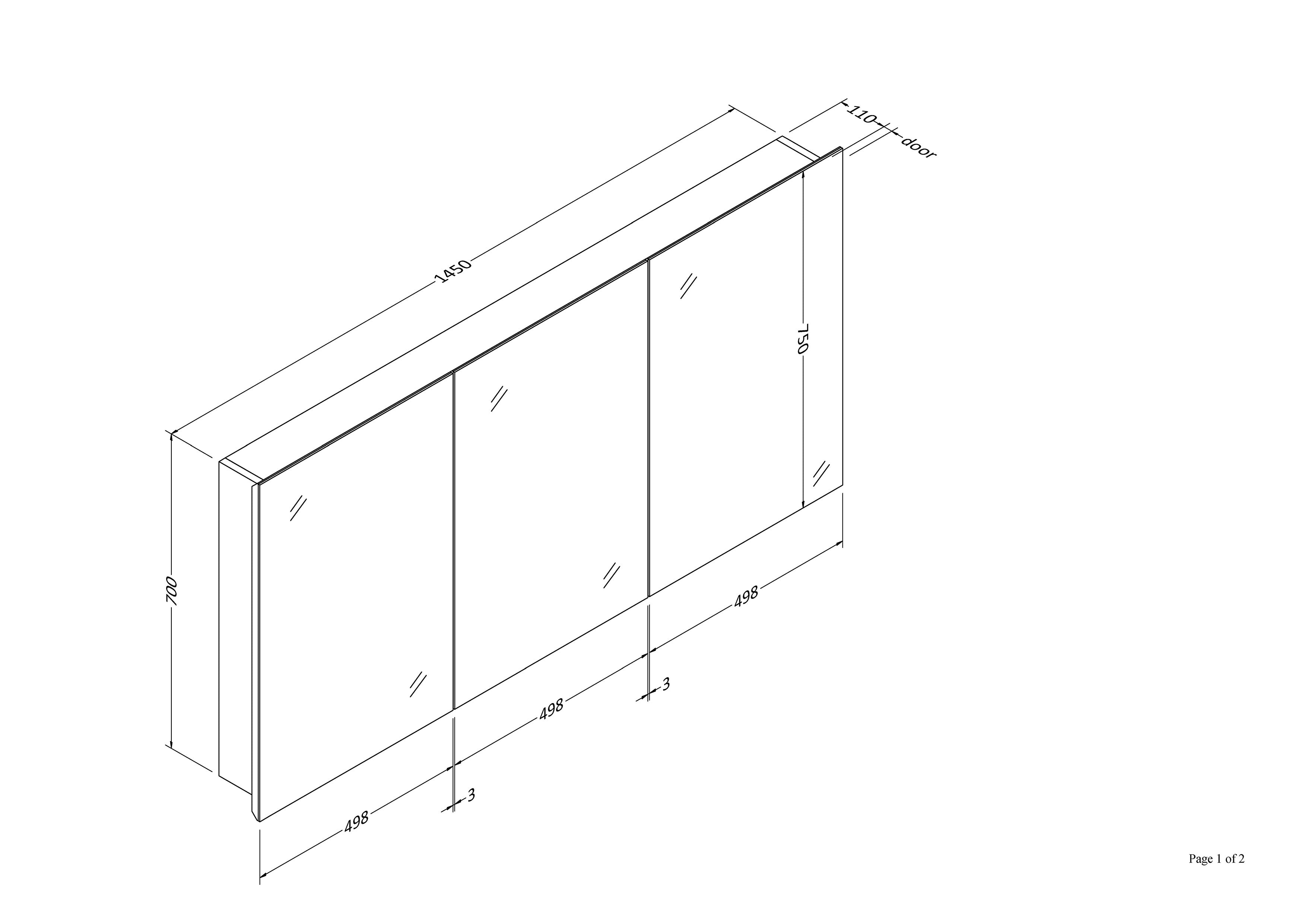 CODE PAVIA 1500 MIRROR CABINET