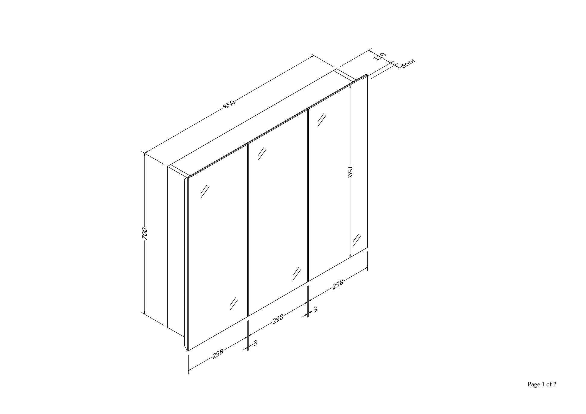 CODE PAVIA 900 MIRROR CABINET