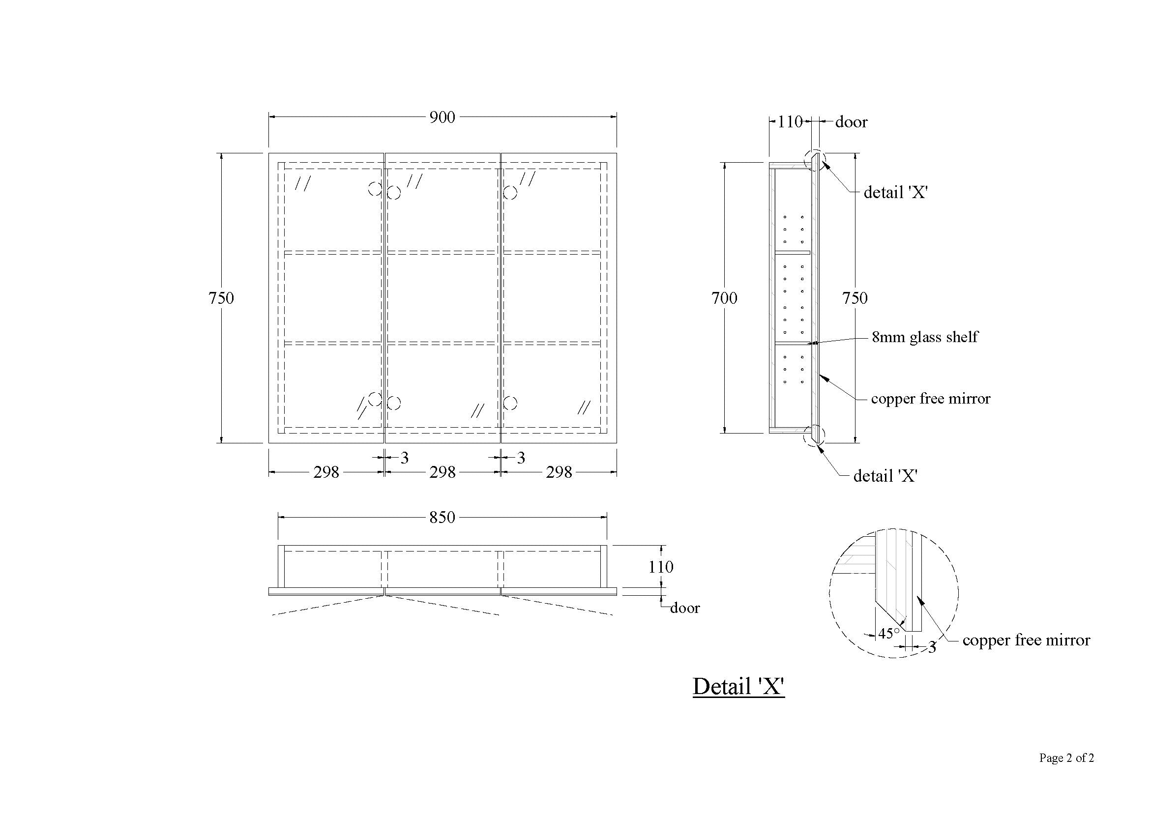 CODE PAVIA 900 MIRROR CABINET