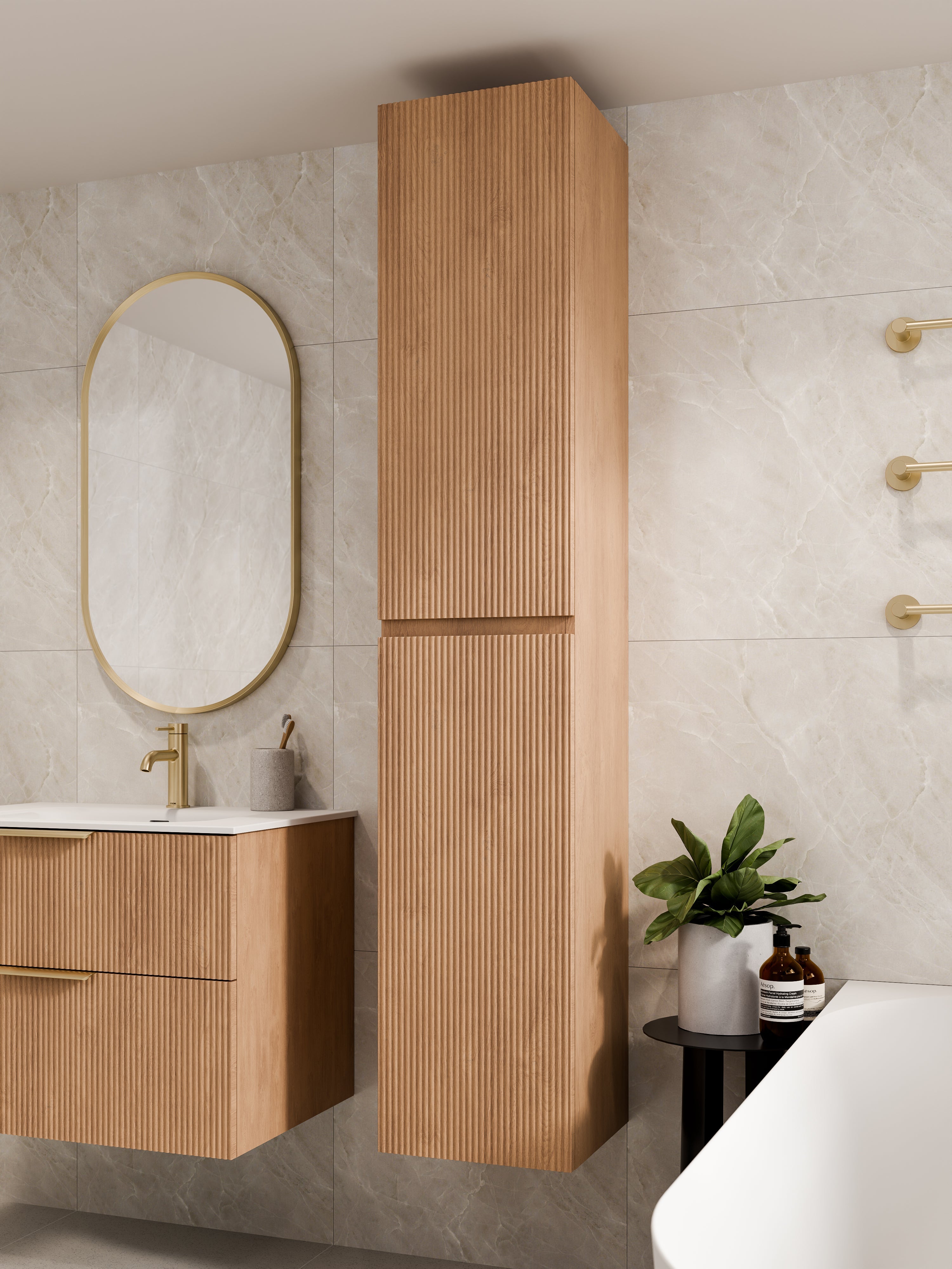 Lineare Tall Bathroom Cabinet | Pillar Front