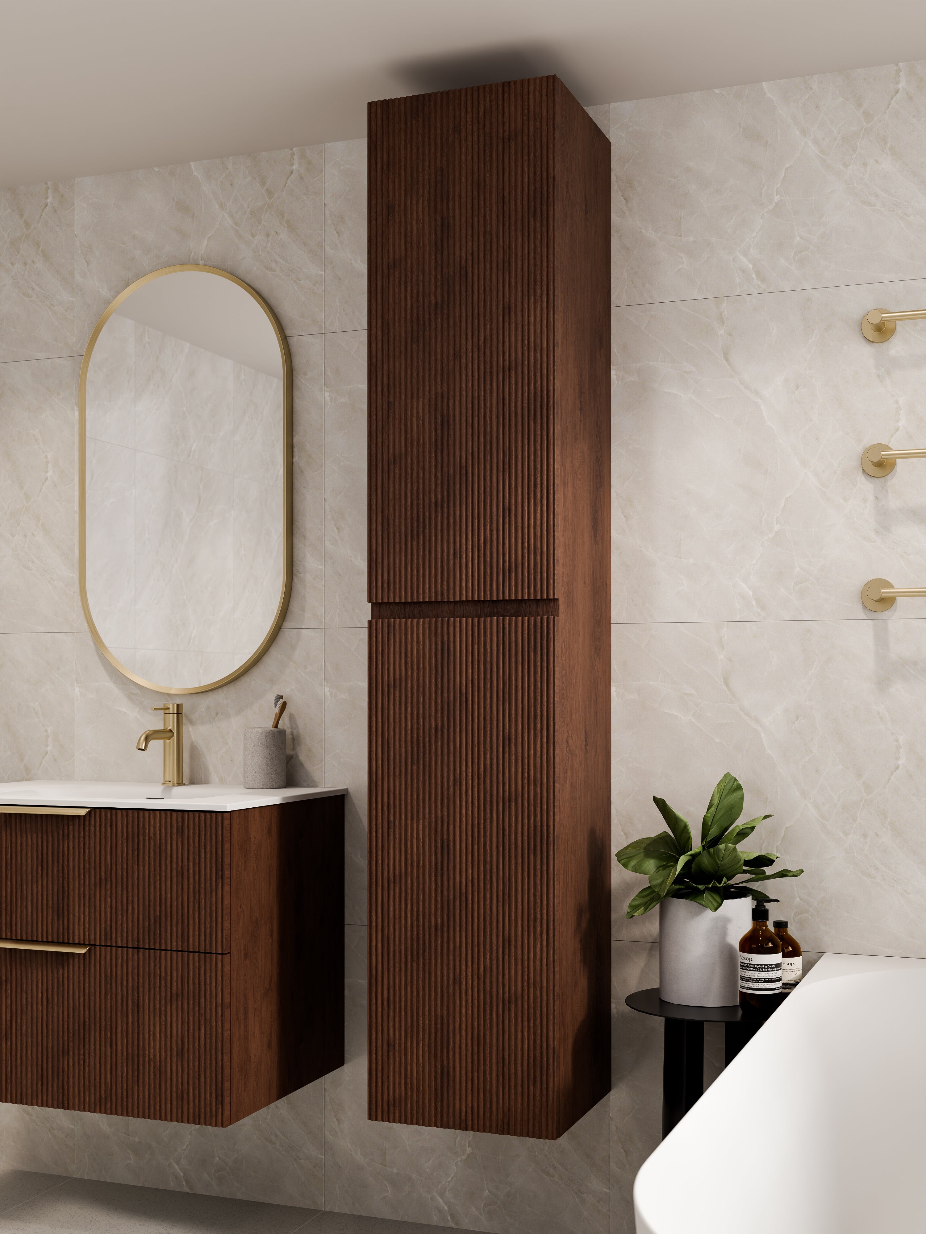 Lineare Tall Bathroom Cabinet | Pillar Front