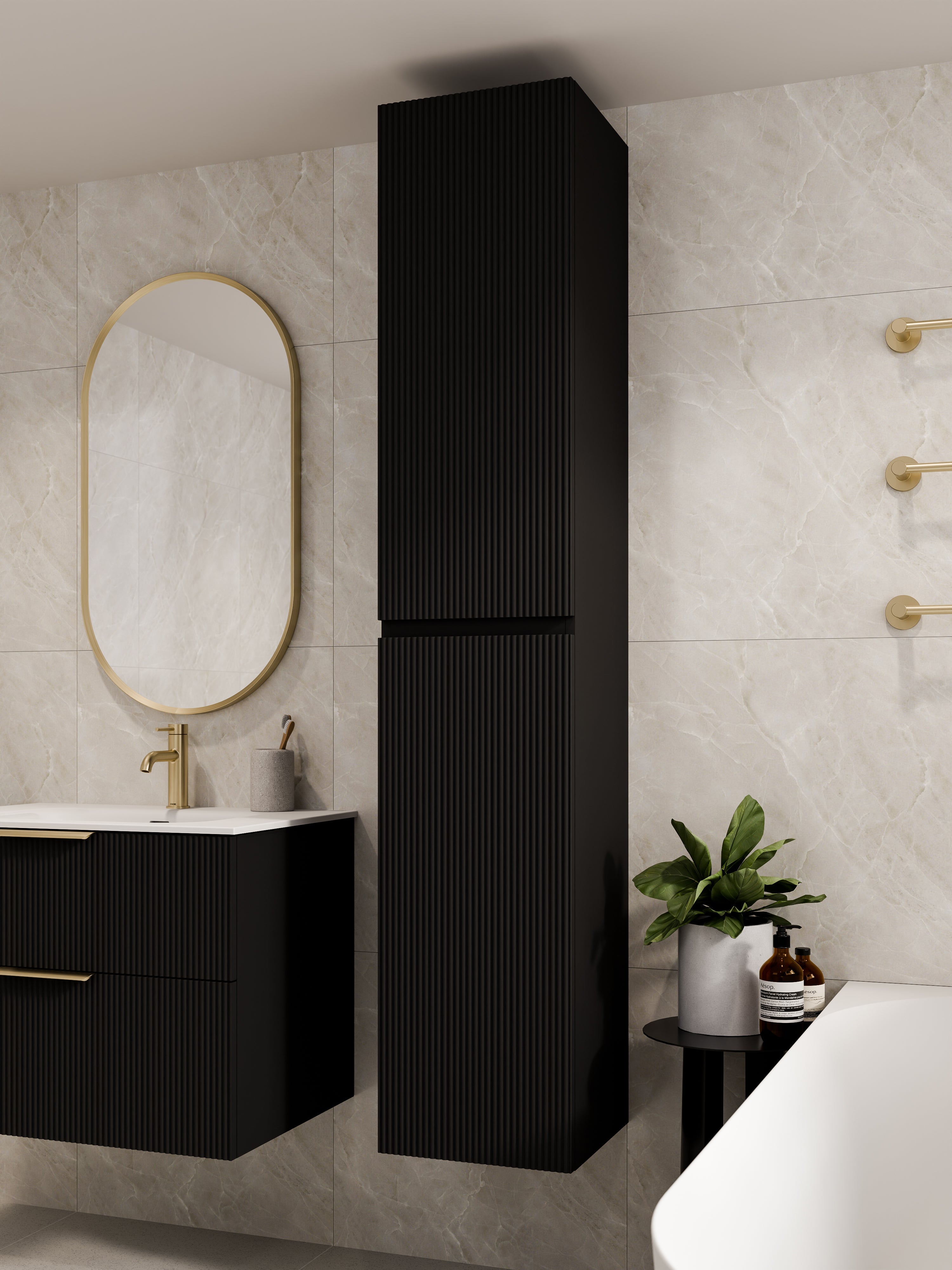 Lineare Tall Bathroom Cabinet | Pillar Front