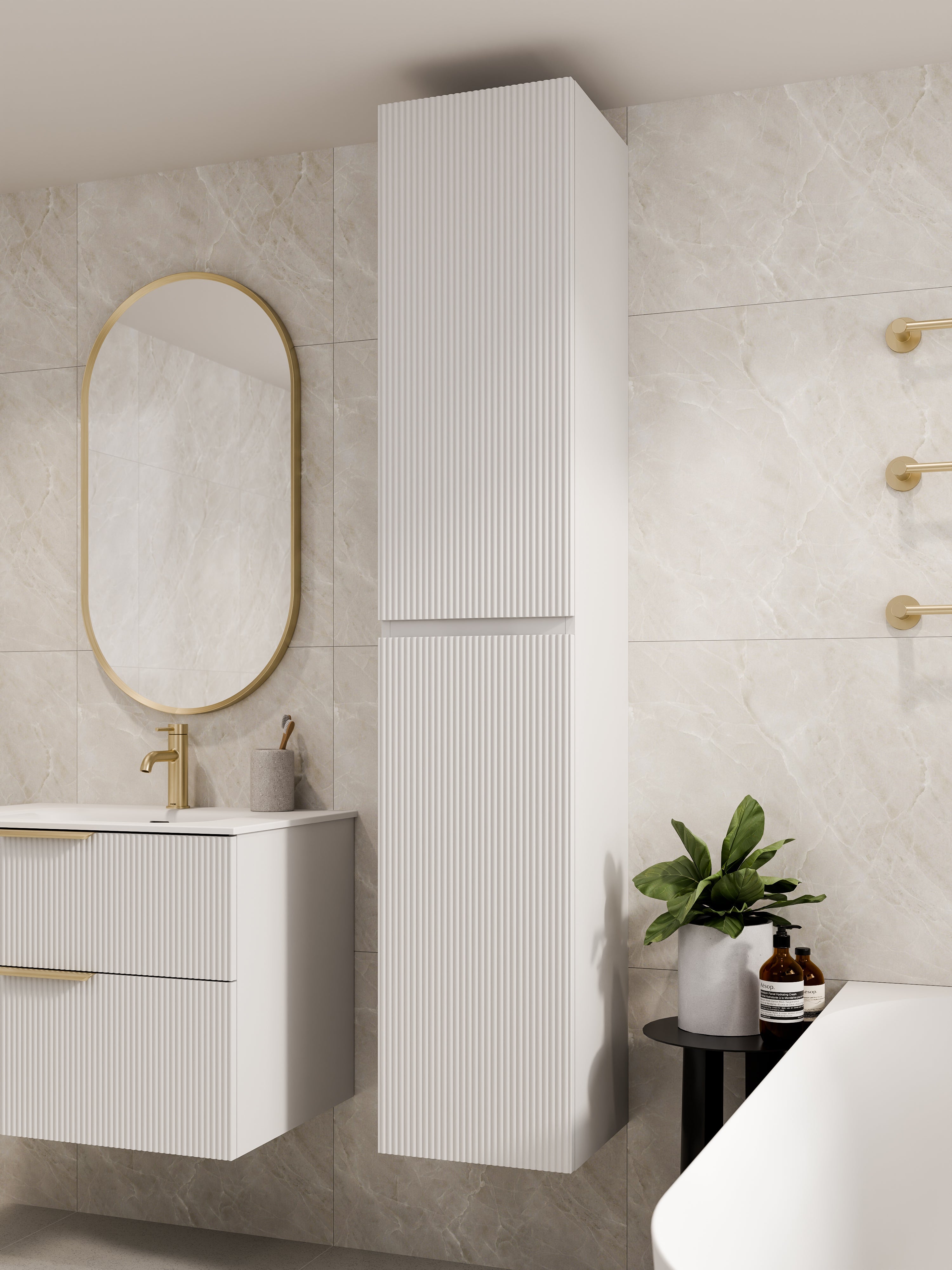 Lineare Tall Bathroom Cabinet | Pillar Front