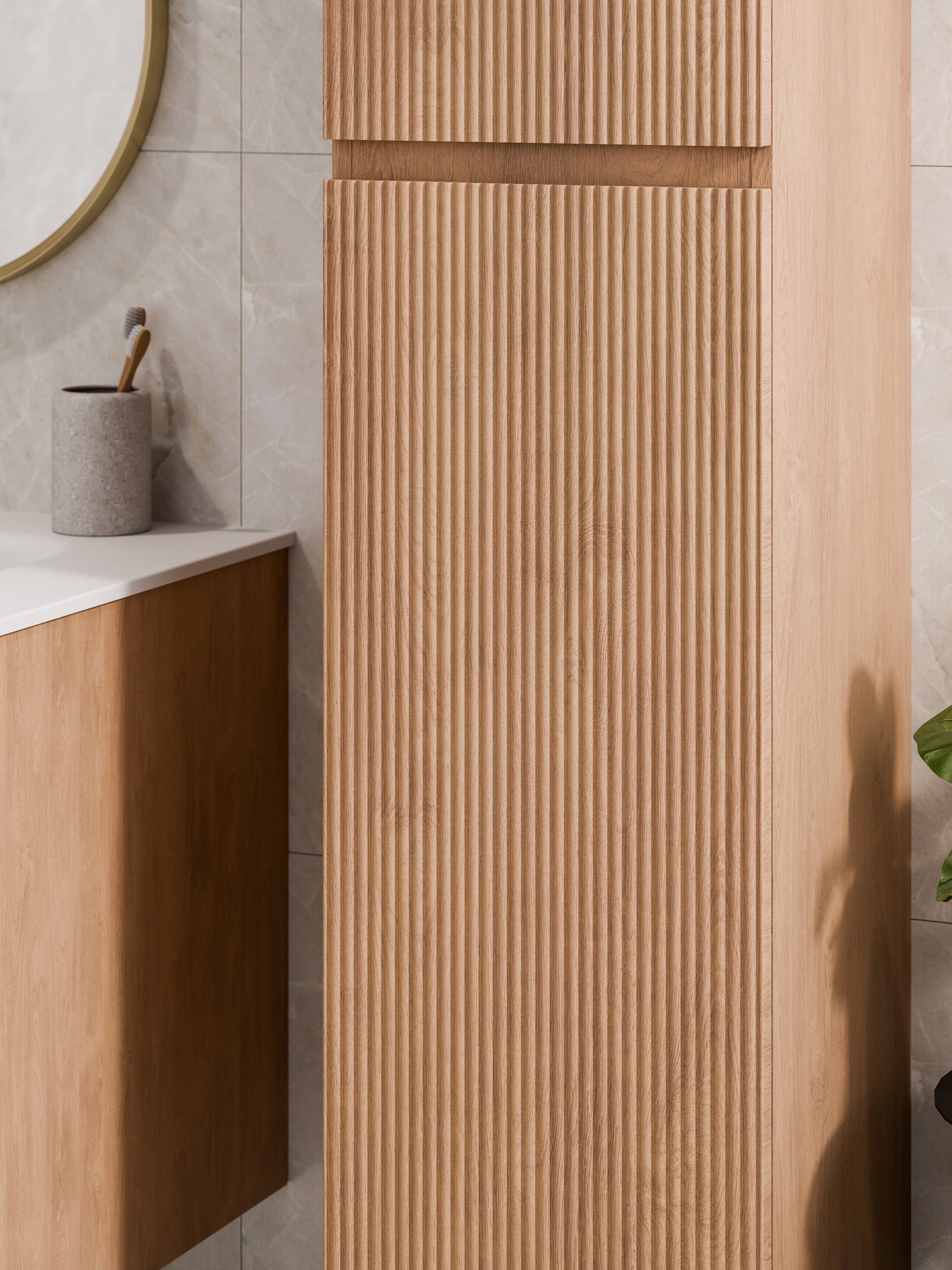 Lineare Tall Bathroom Cabinet | Pillar Front
