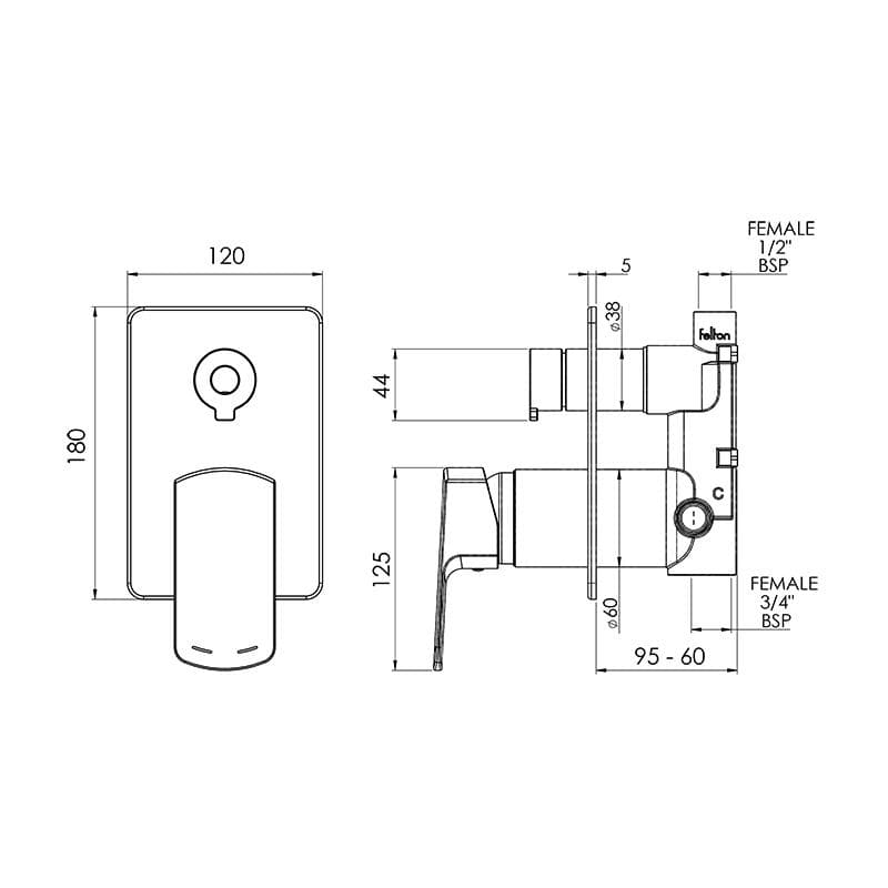 FELTON QUE VERSADISC DIVERTER MIXER - 2 COLOURS