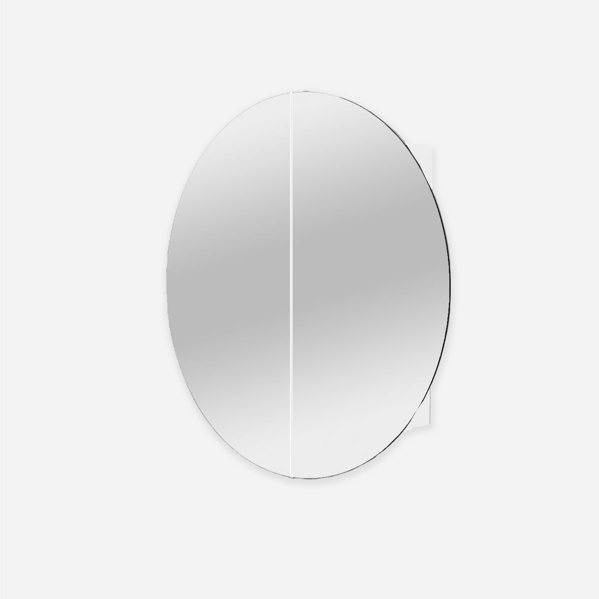 Neo round 850mm white inset mirror cabinet with door open