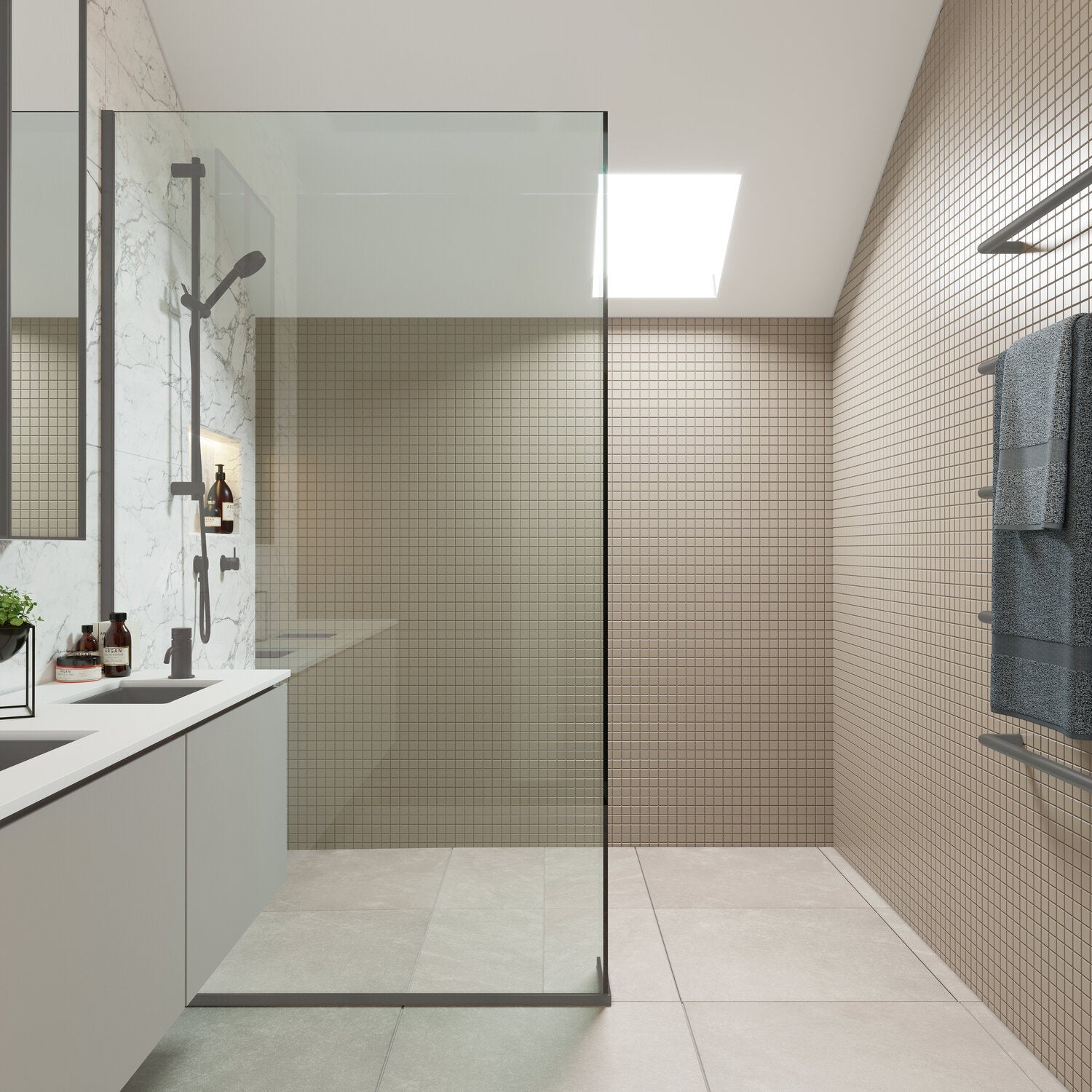 CREST SERENO WALK IN PANEL 800MM RANGE - 5 COLOURS