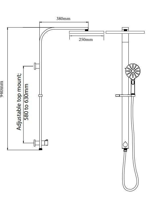 VODA OLYMPIA SHOWER COLUMNS ROUND OR SQUARE - 3 COLOURS