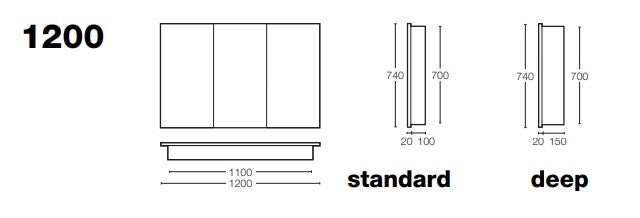 ST MICHEL DANTE DEEP MIRROR CABINET WHITE 1200MM
