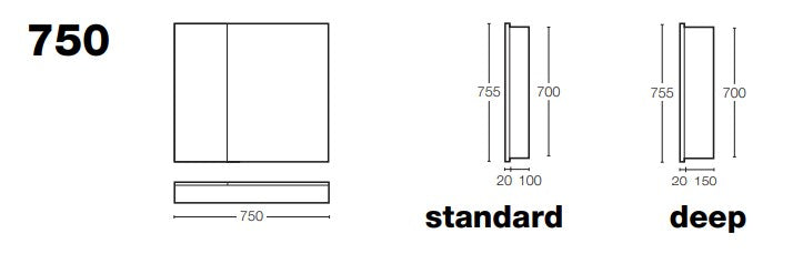ST MICHEL DANTE DEEP PLUS MIRROR CABINET WHITE 750MM