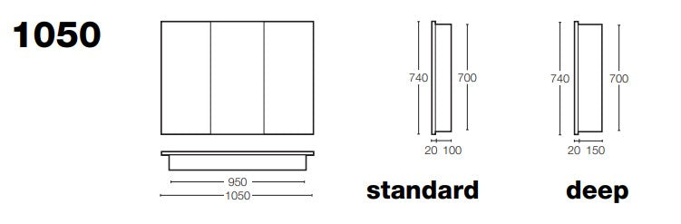 ST MICHEL DANTE MIRROR CABINET WHITE 1050MM