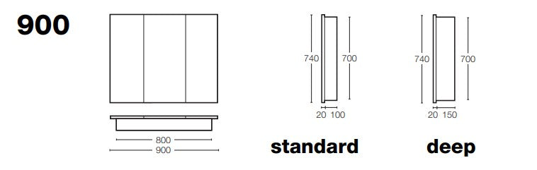 ST MICHEL DANTE MIRROR CABINET WHITE 900MM