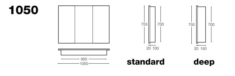 ST MICHEL DANTE PLUS MIRROR CABINET WHITE 1050MM