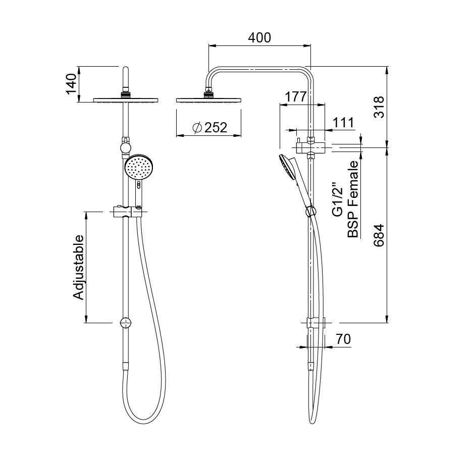METHVEN MINIMALIST II MK2 SHOWER SYSTEM - 3 COLOURS