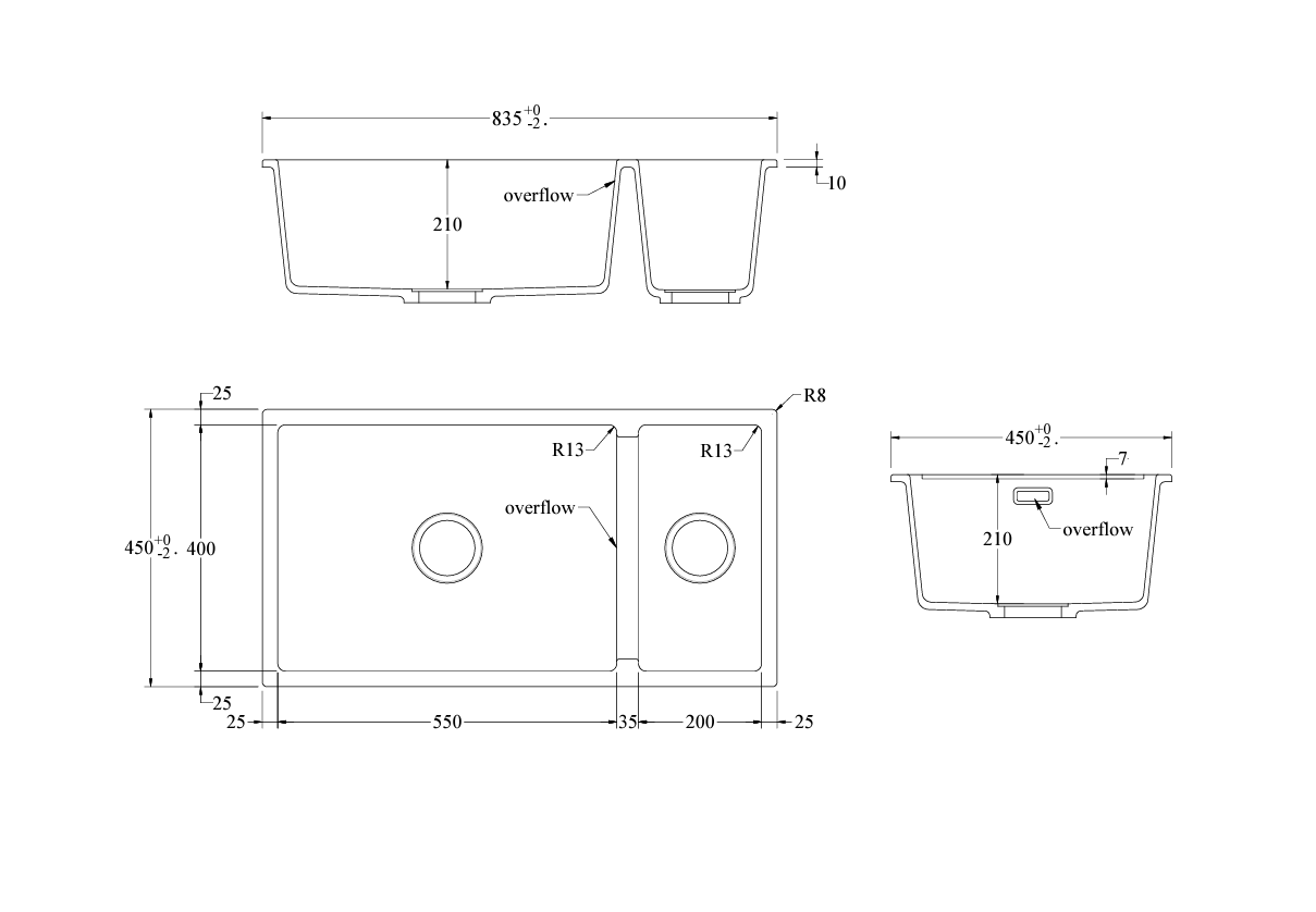 CODE AURA 550 DOUBLE BOWL GRANITE SINK - 3 COLOURS