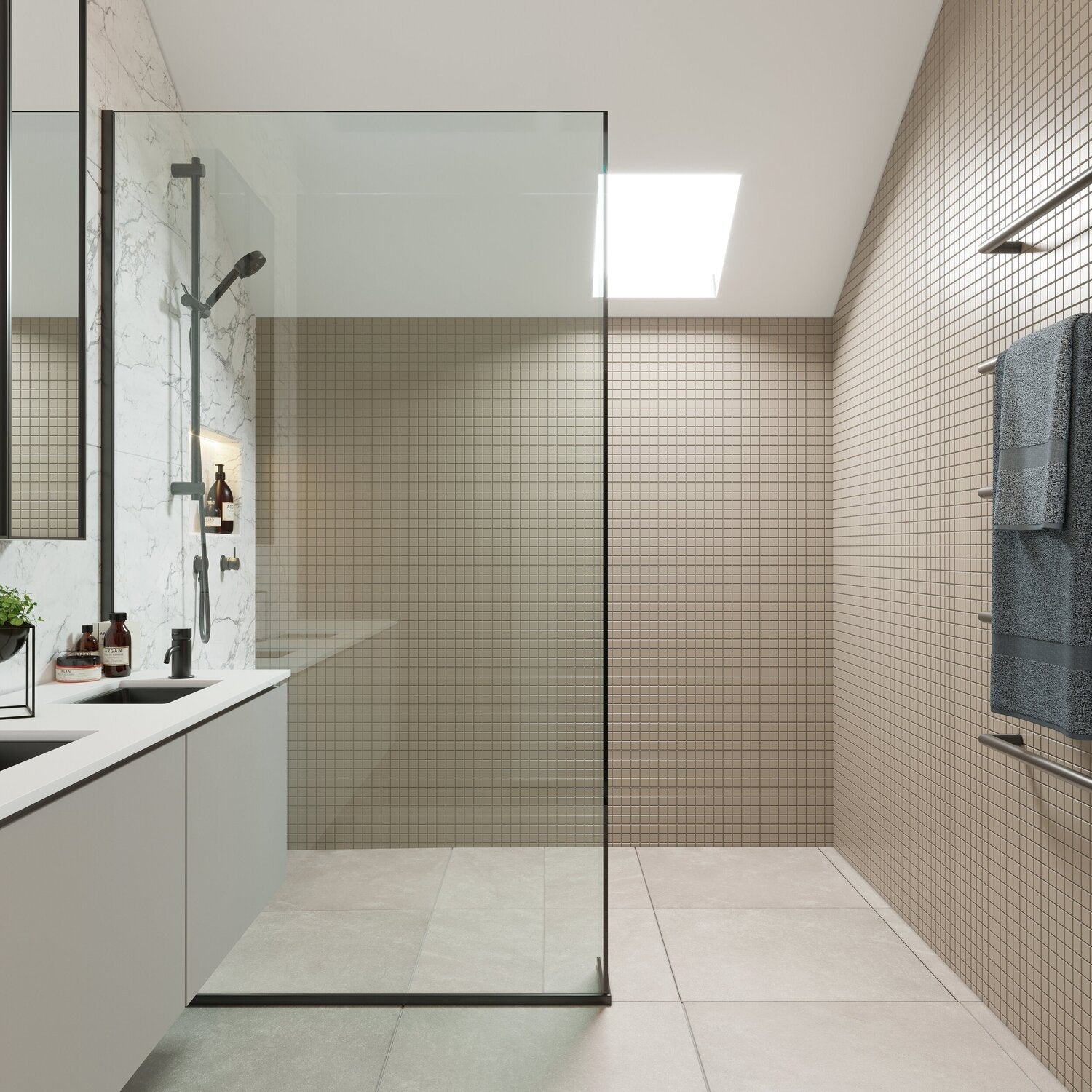 CREST SERENO WALK IN PANEL 800MM RANGE - 5 COLOURS
