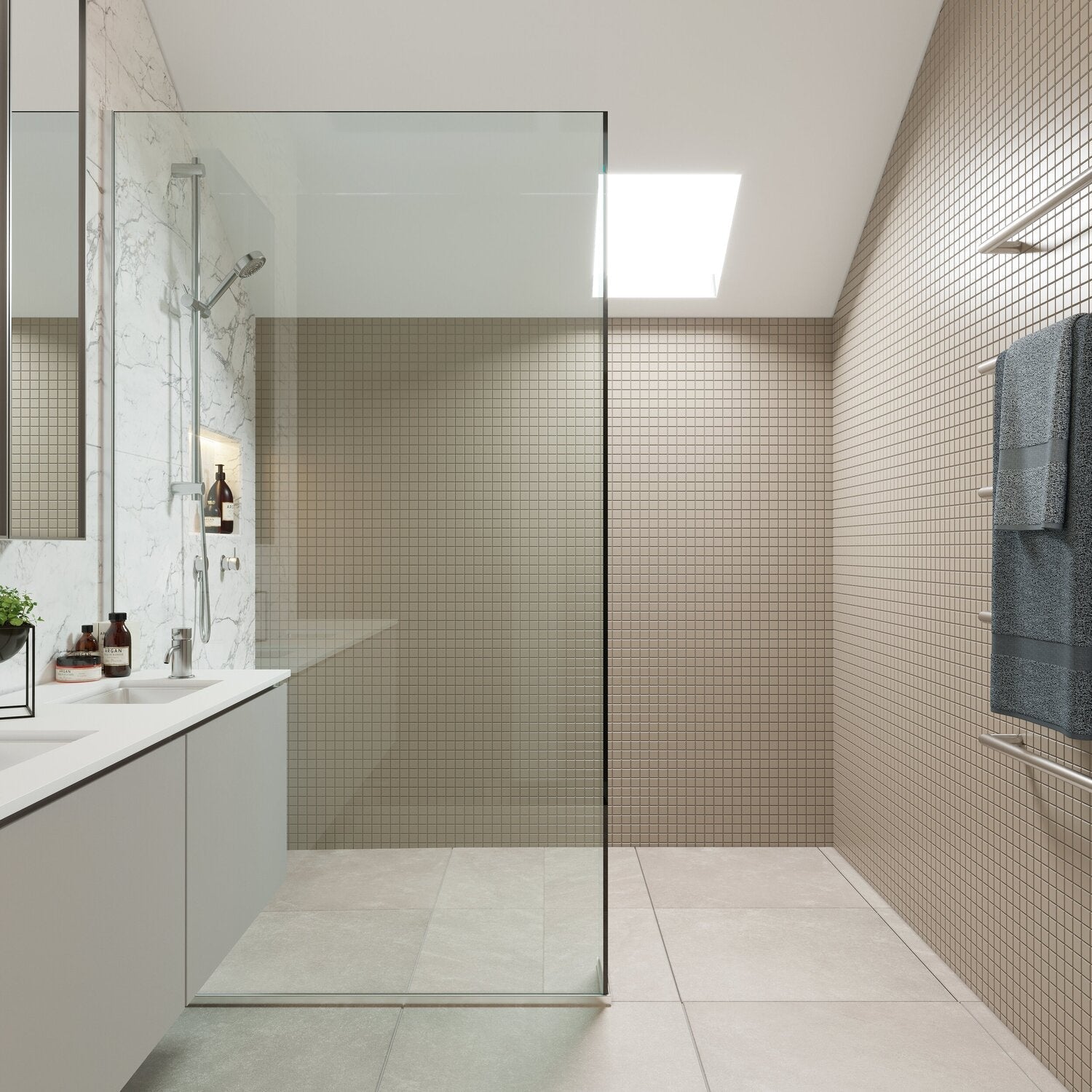 CREST SERENO WALK IN PANEL 1200MM RANGE - 5 COLOURS