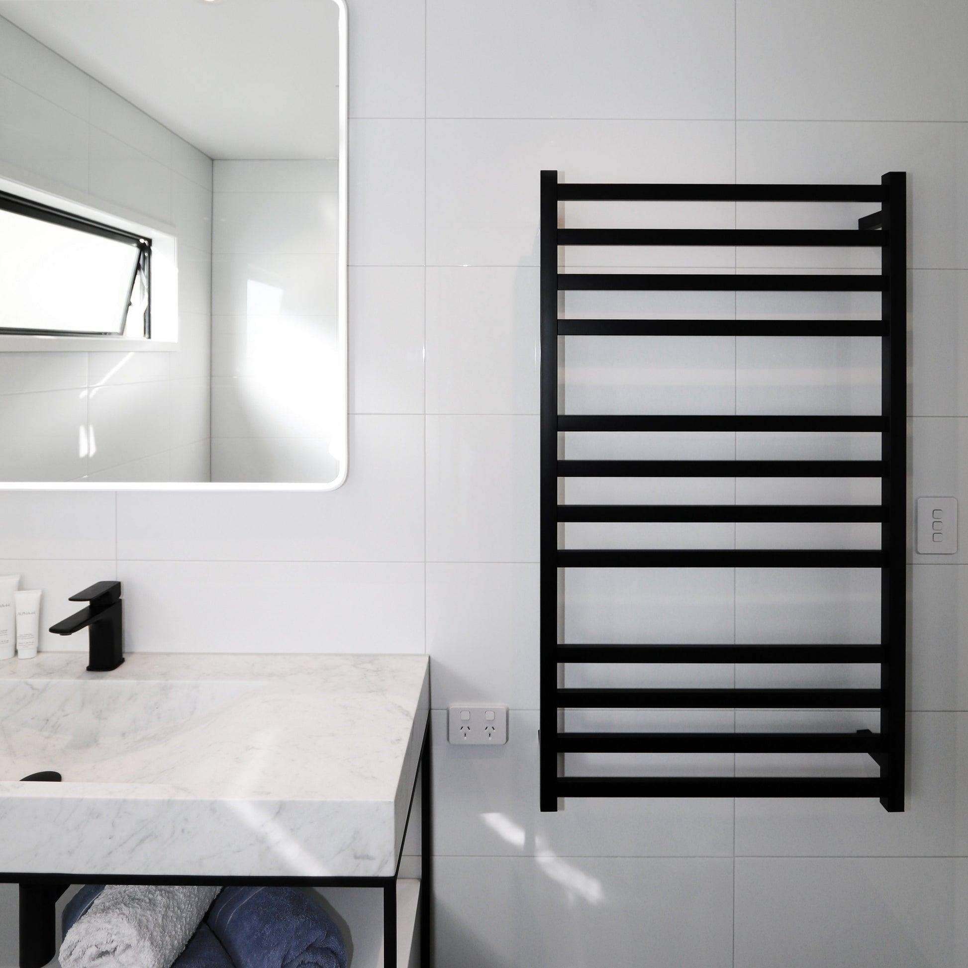 CODE SQUARE HEATED TOWEL LADDER 1200X650MM - 5 COLOURS
