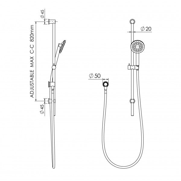 FELTON TATE CONVENTIONAL SLIDE SHOWER - 6 COLOURS