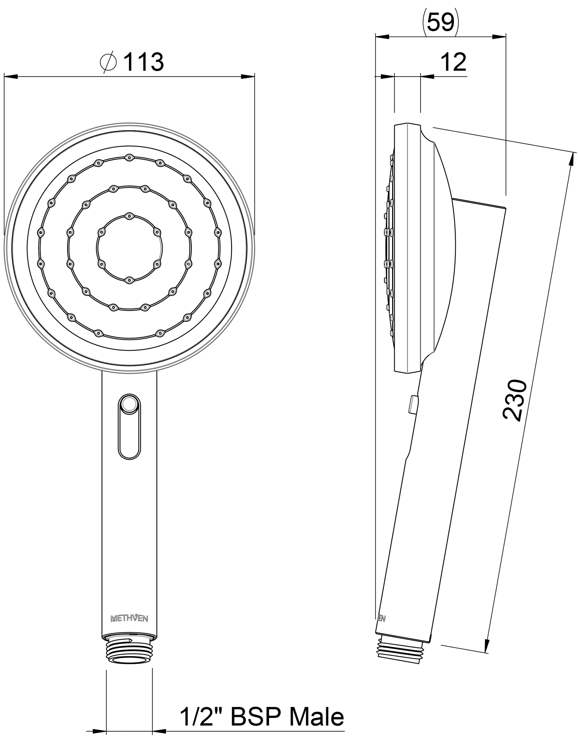 METHVEN TUROA VJET HAND SET - 2 COLOURS