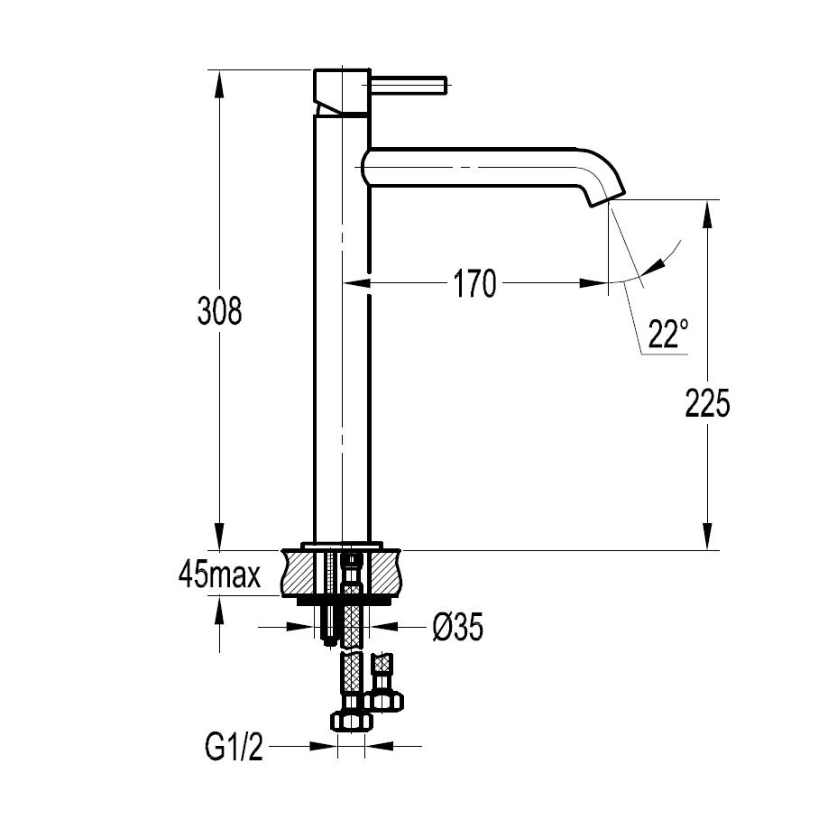 CODE DUSK TALL BASIN MIXER - BRUSHED COPPER