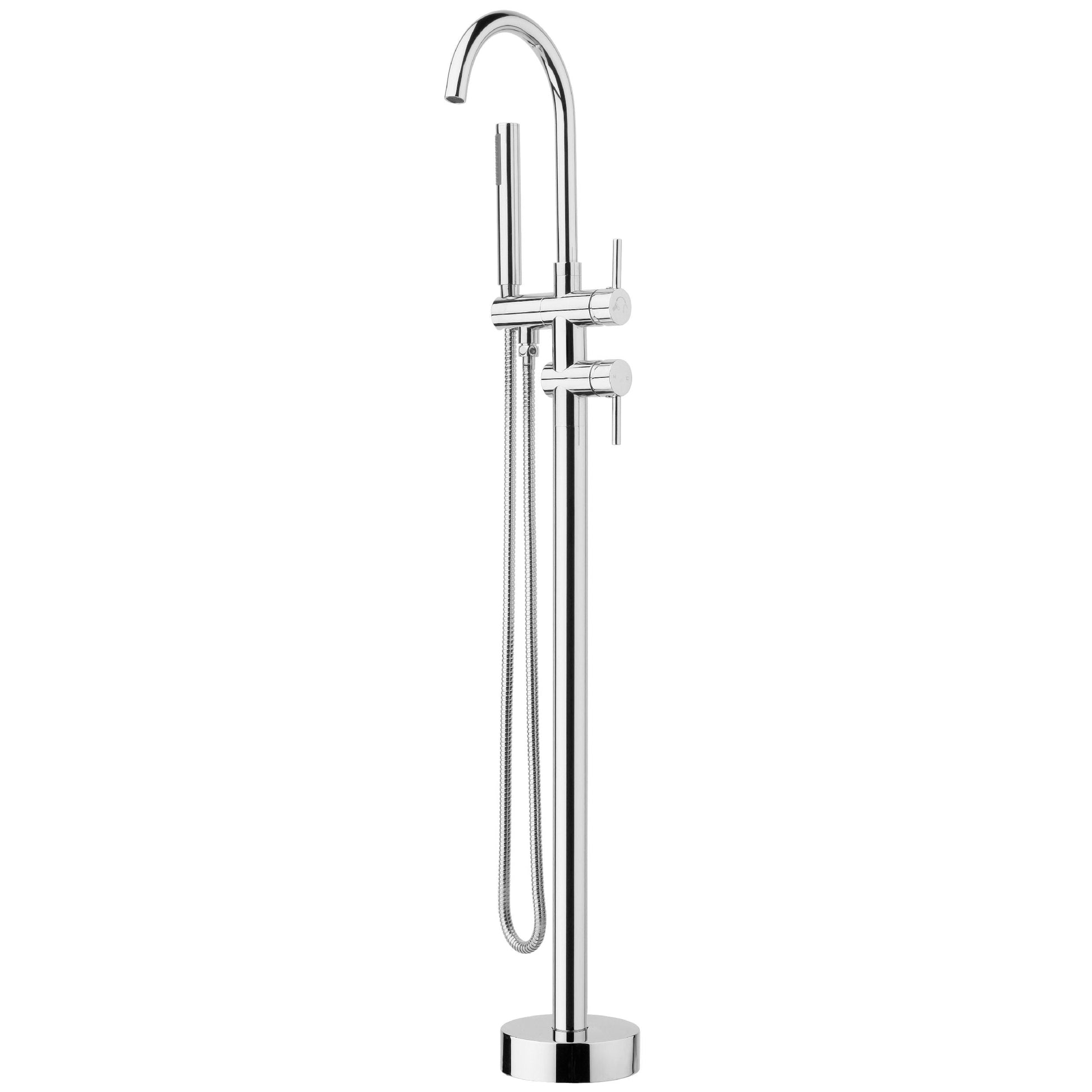 VODA FLOOR MOUNTED BATH FILLER WITH MIXER & HAND SHOWER CHROME