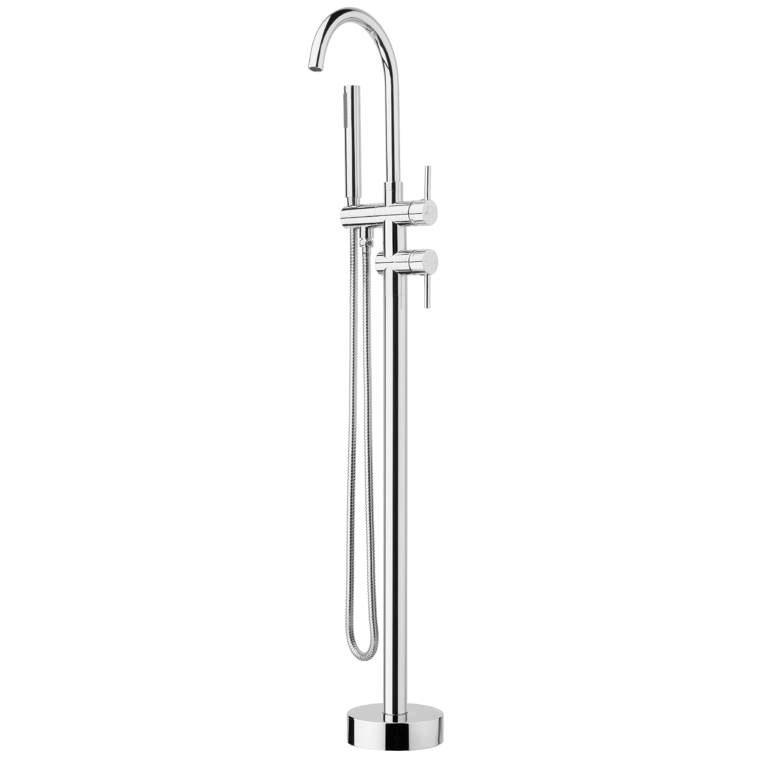 VODA FLOOR MOUNTED BATH FILLER WITH MIXER & HAND SHOWER CHROME