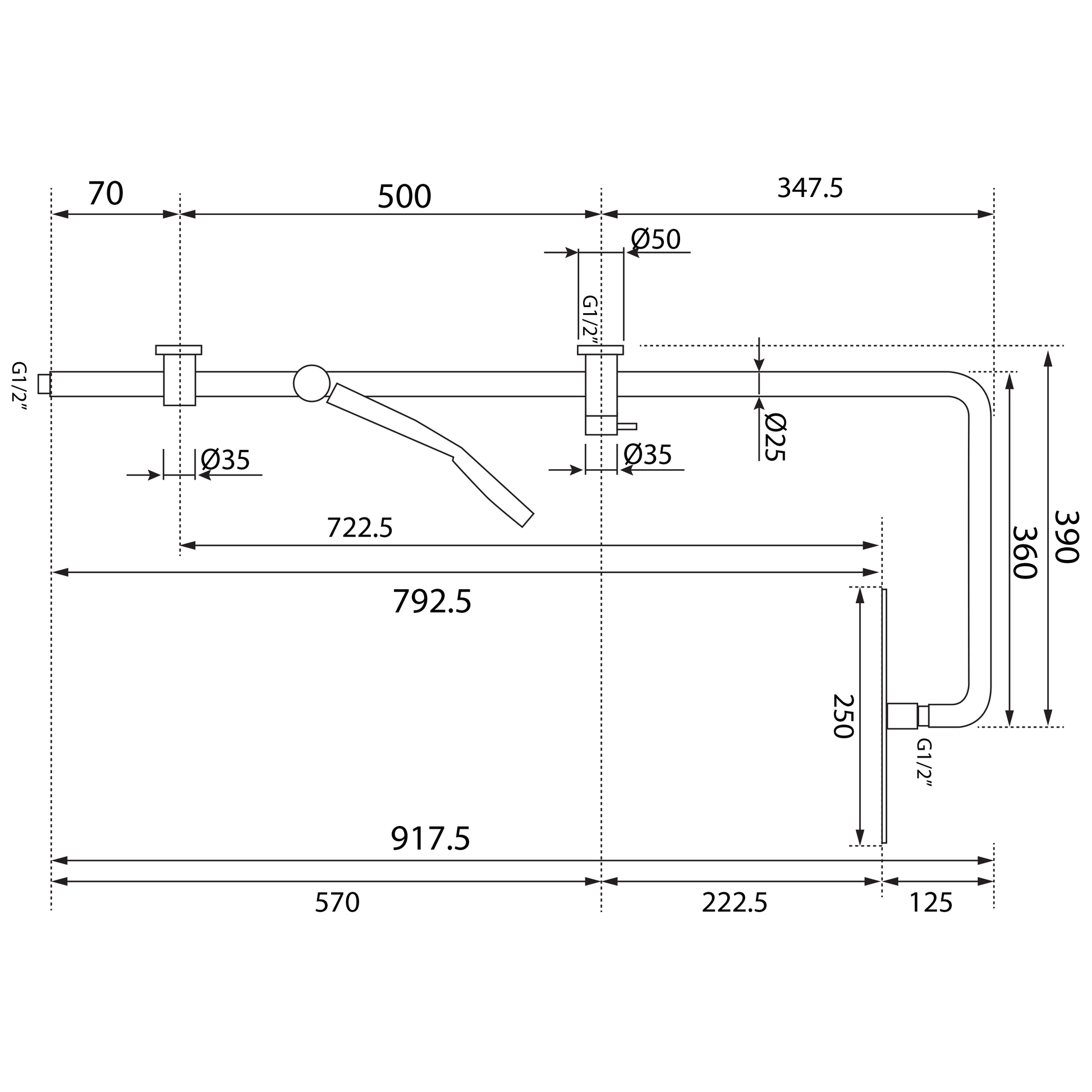 VODA AEGIS-316 OUTDOOR SHOWER COLUMN - 1 FUNCTION