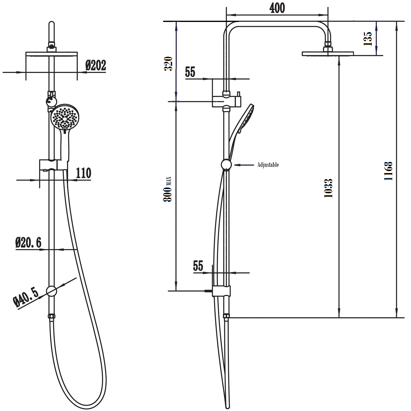 METHVEN WAIRERE SHOWER SYSTEM - 2 COLOURS