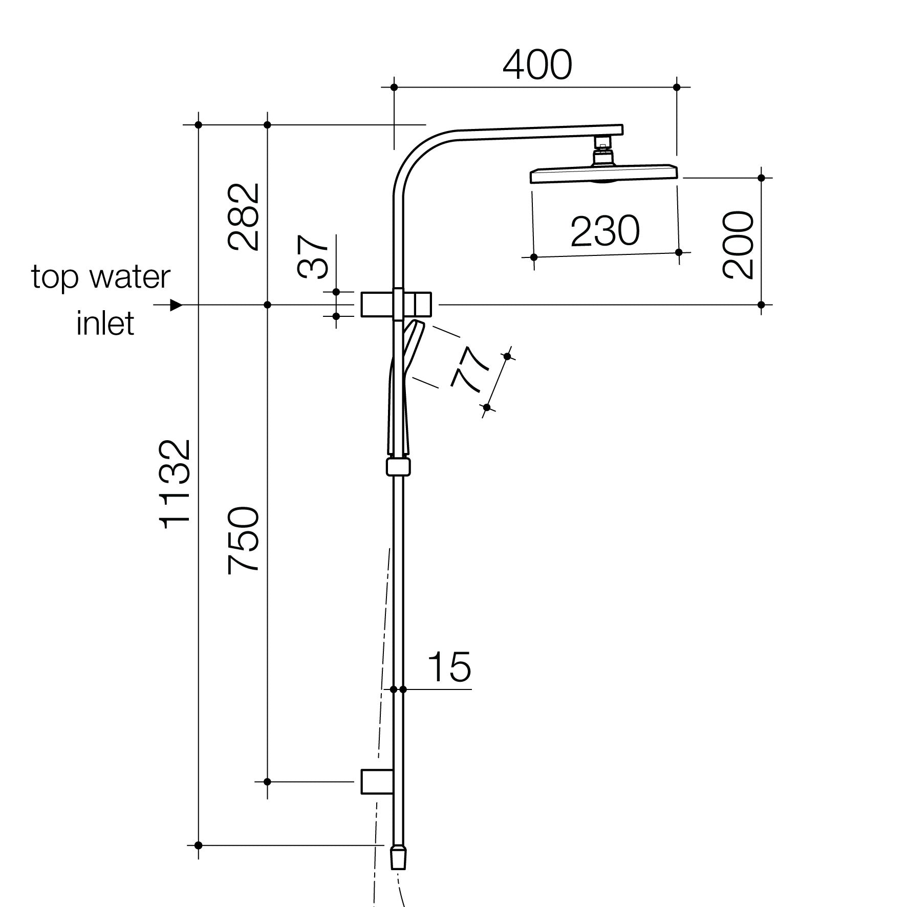 METHVEN WAIPORI MK2 SATINJETÂ® RAIL SHOWER WITH OVERHEAD