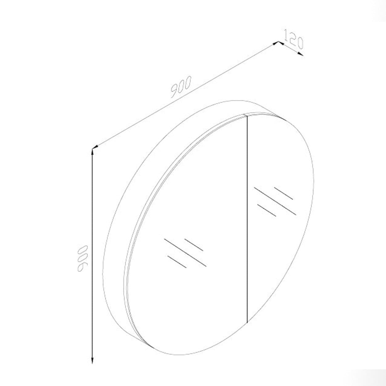 WATERWARE 900MM ROUND MIRROR CABINET - 2 COLOURS