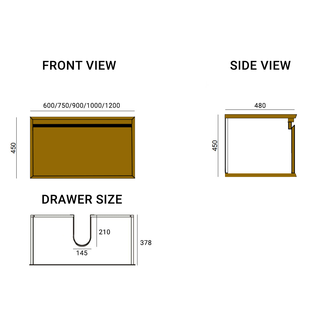 ASHTON EDGE SINGLE DRAWER VANITIES - 5 SIZES