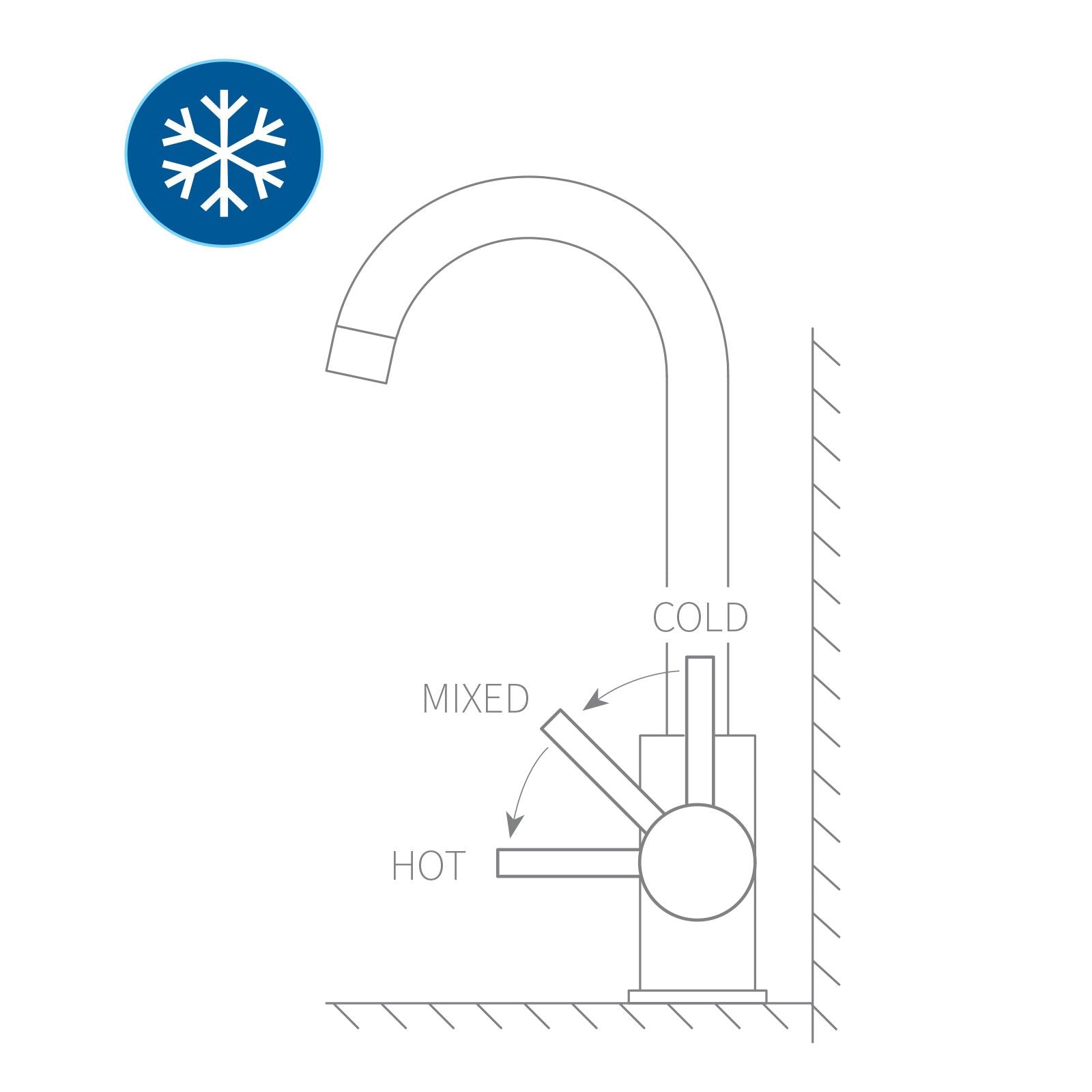 VODA STORM GOOSENECK SINK MIXER COLD START - 5 COLOURS
