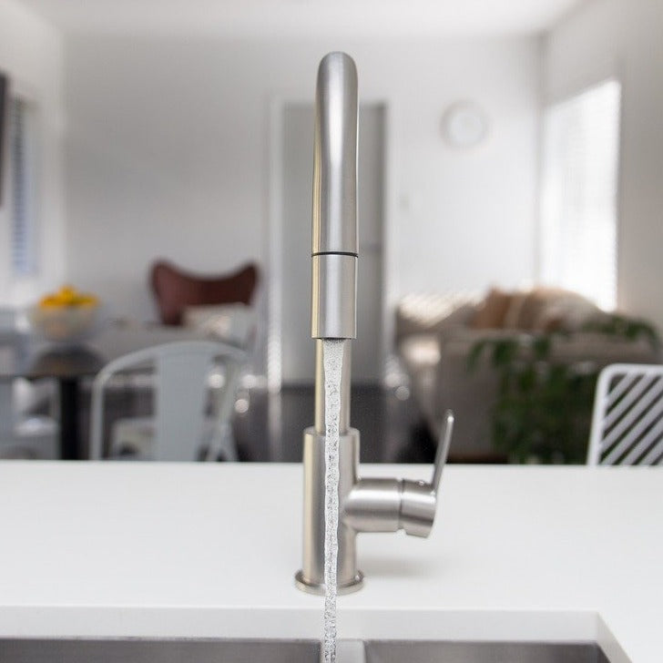 ELITE STAINLESS GOOSENECK MINIMAL PULLOUT SINK MIXER COLD START