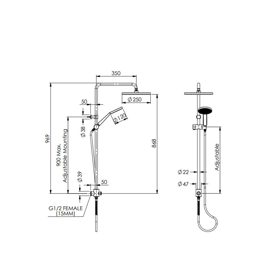GREENS GLIDE SYNTRA RAINBOOST TWIN RAIL SHOWER - 5 COLOURS