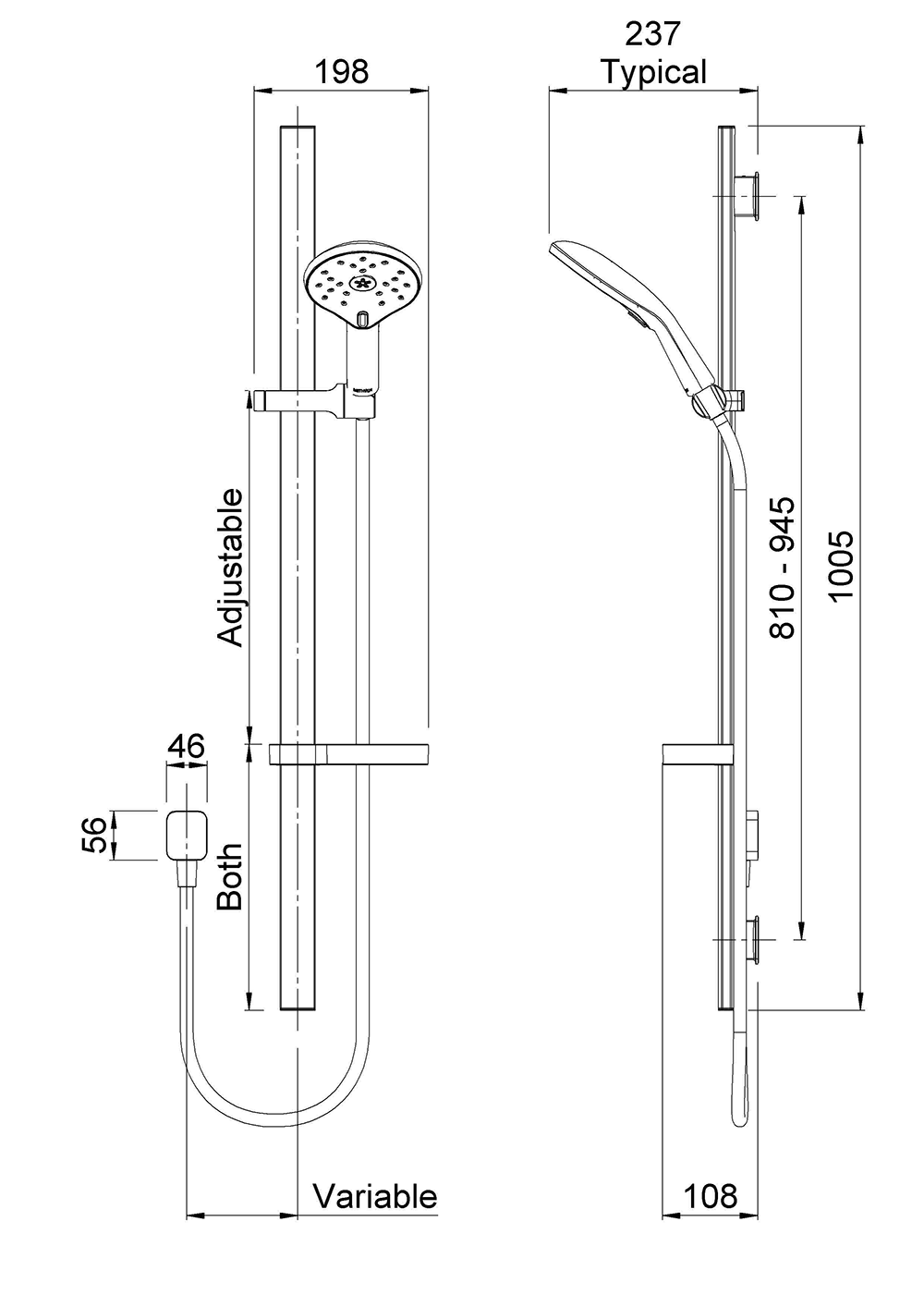 METHVEN KOHA MKII SATINJET SHOWER SLIDE - 3 COLOURS