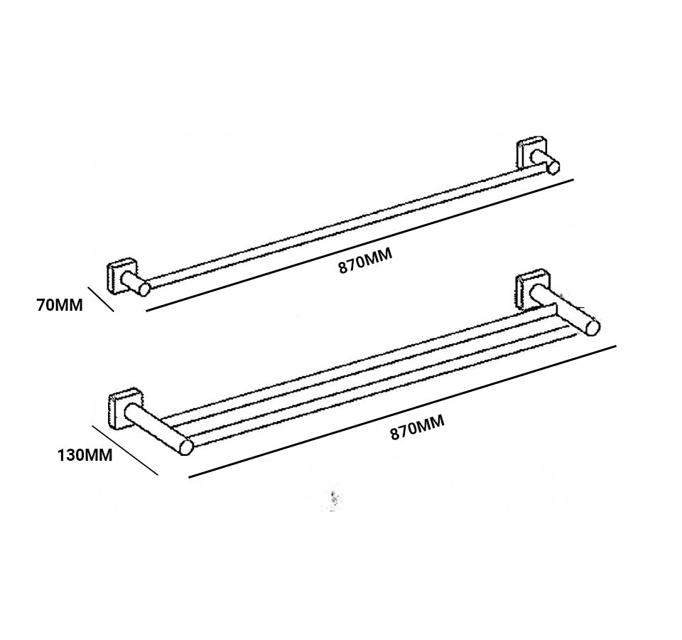 METHVEN SQUARE SINGLE TOWEL RAIL 900MM - 3 COLOURS