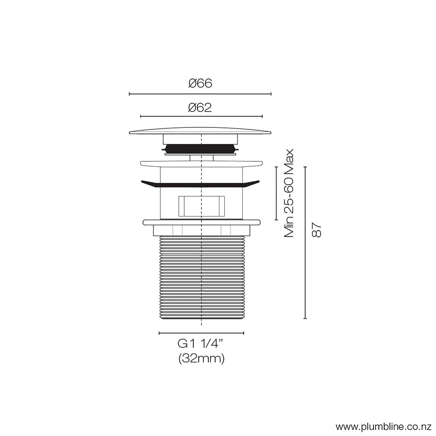 Code 32mm Basin Pop-up Wastes - 9 Colours