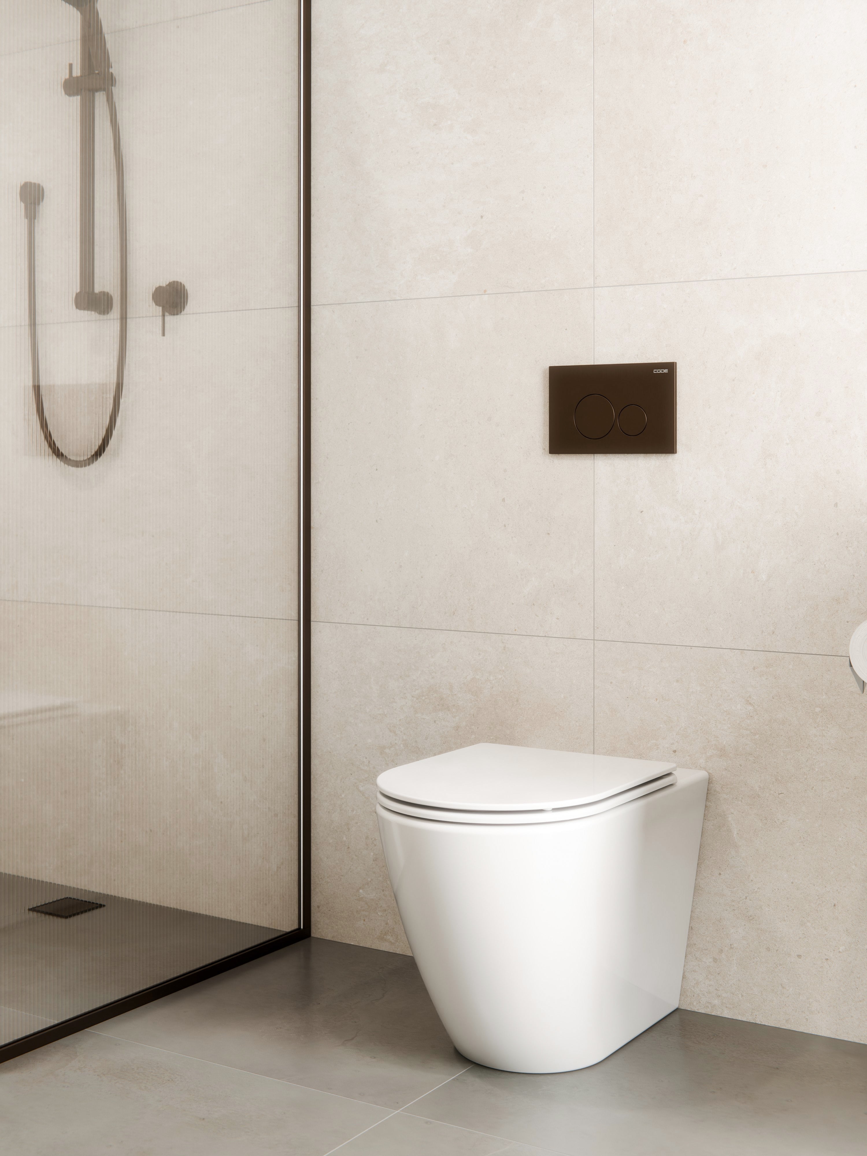 CODE FLOW TYPHOON INWALL TOILET SUITE | BRUSHED BRONZE BUTTON