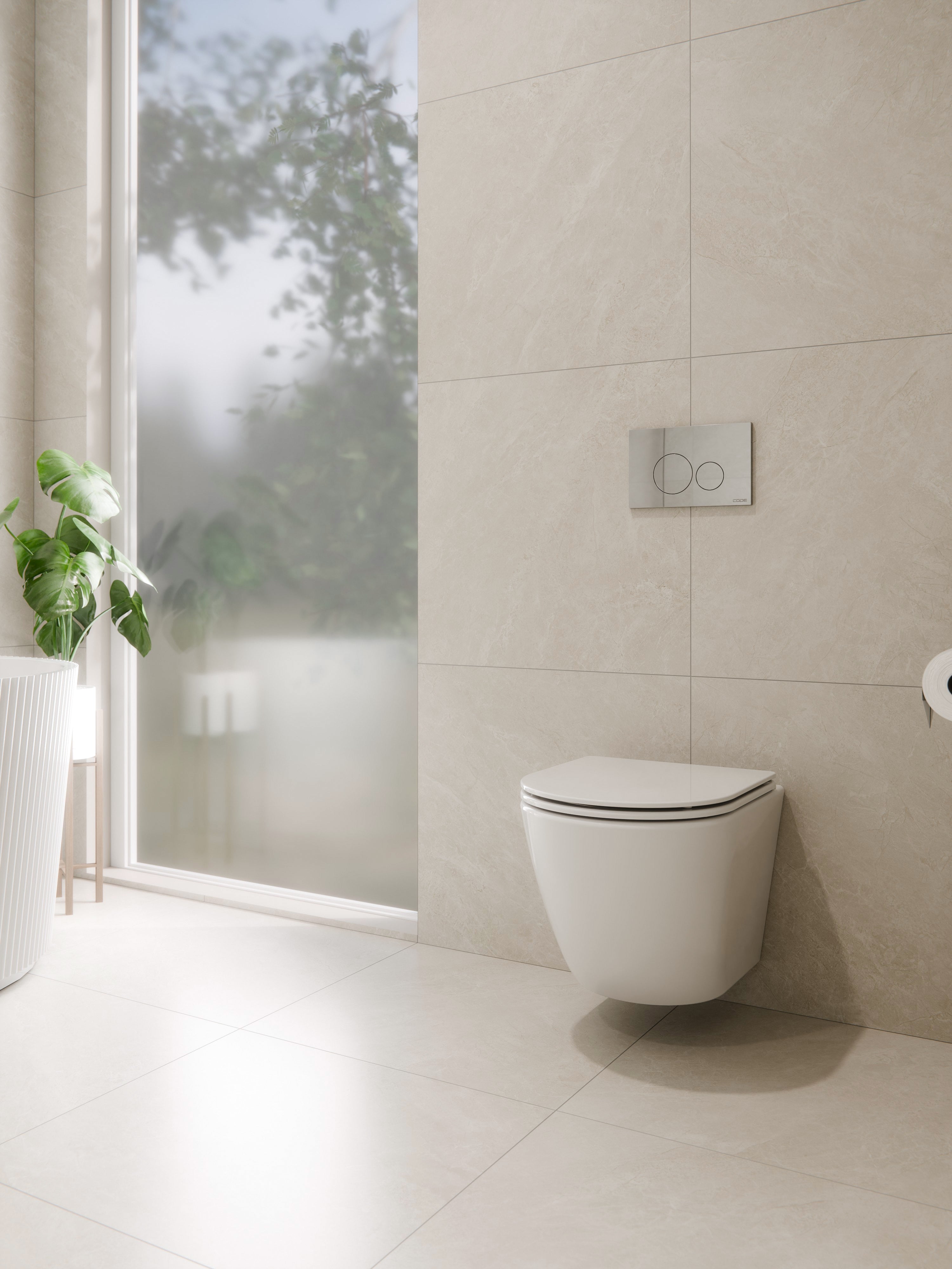 CODE FLOW TYPHOON WALL HUNG TOILET SUITE | CHROME BUTTON
