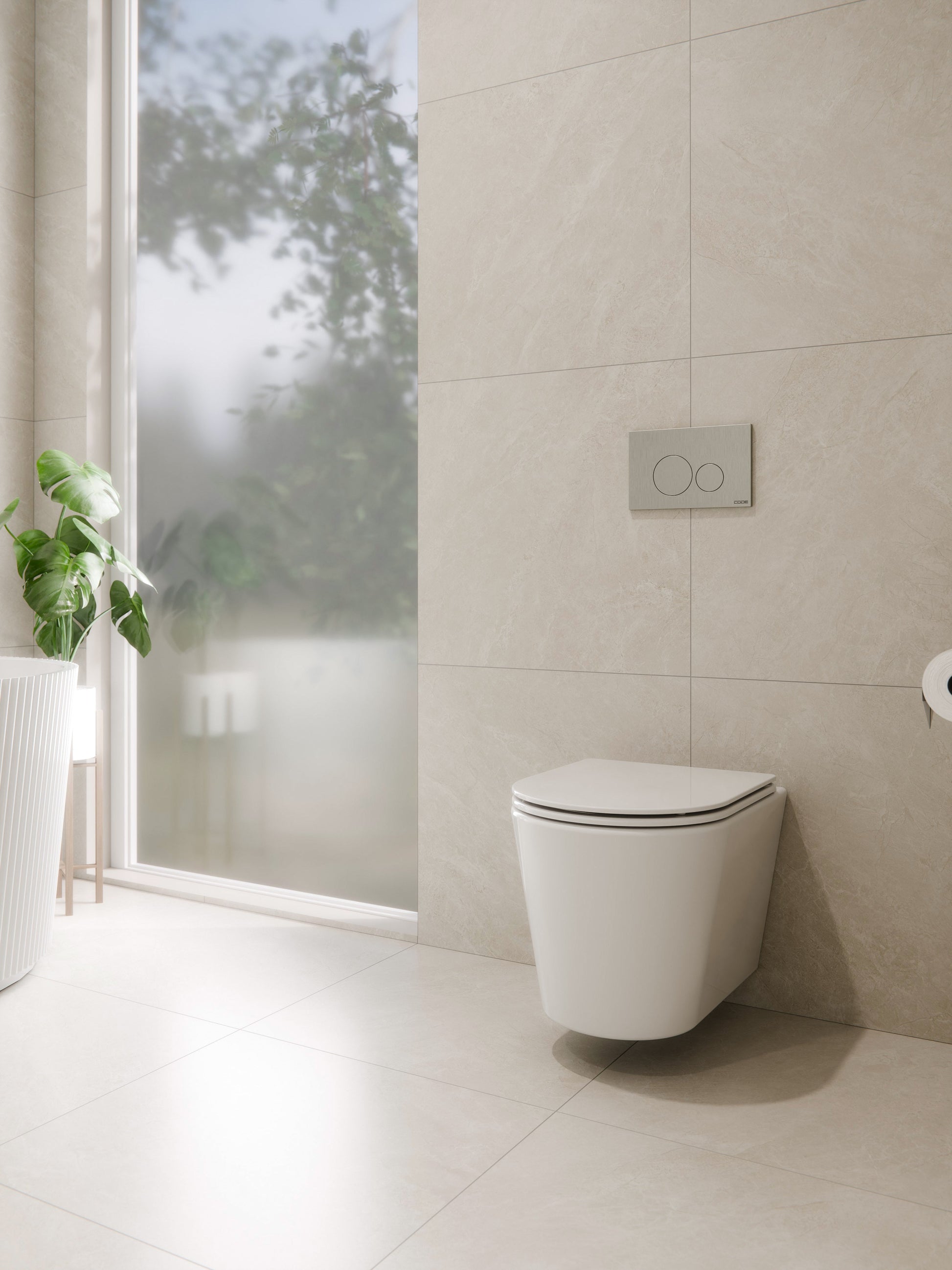 CODE PURE TYPHOON WALL HUNG TOILET SUITE x BRUSHED NICKEL BUTTON