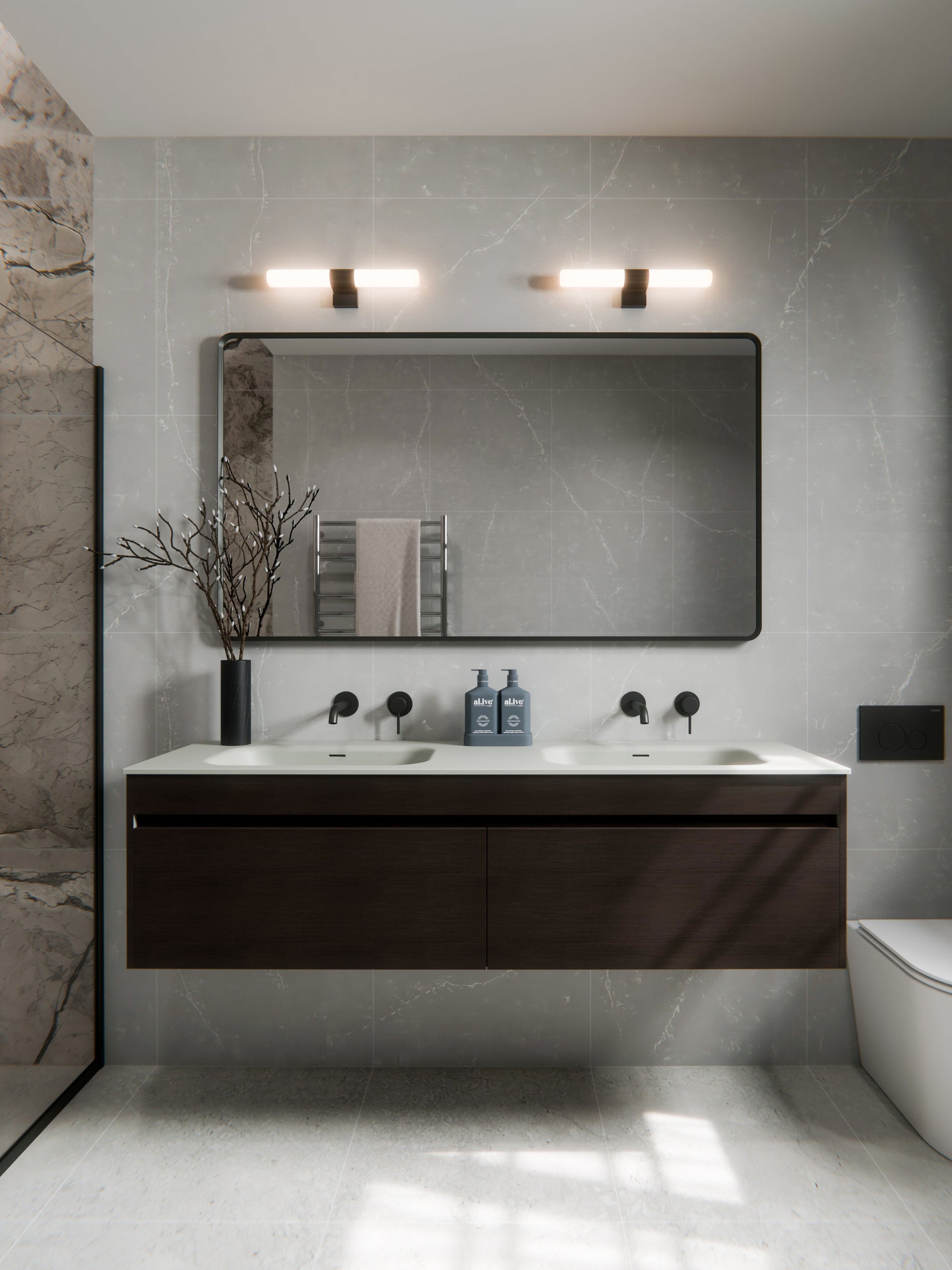 CODE LUXE 1200 WALL HUNG DOUBLE BASIN VANITY | SINGLE DRAWER