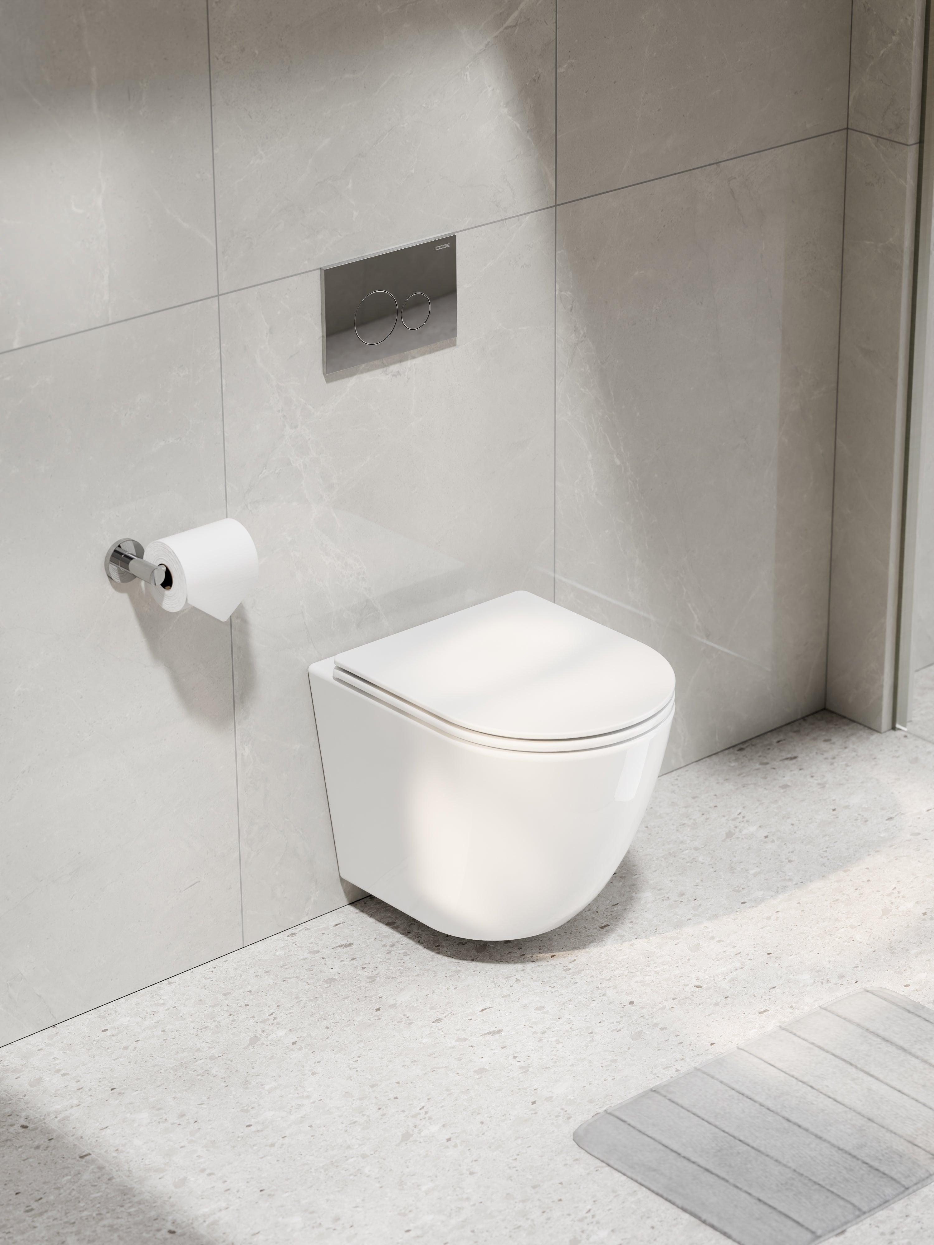 CODE FLOW TYPHOON WALL HUNG TOILET SUITE | CHROME BUTTON