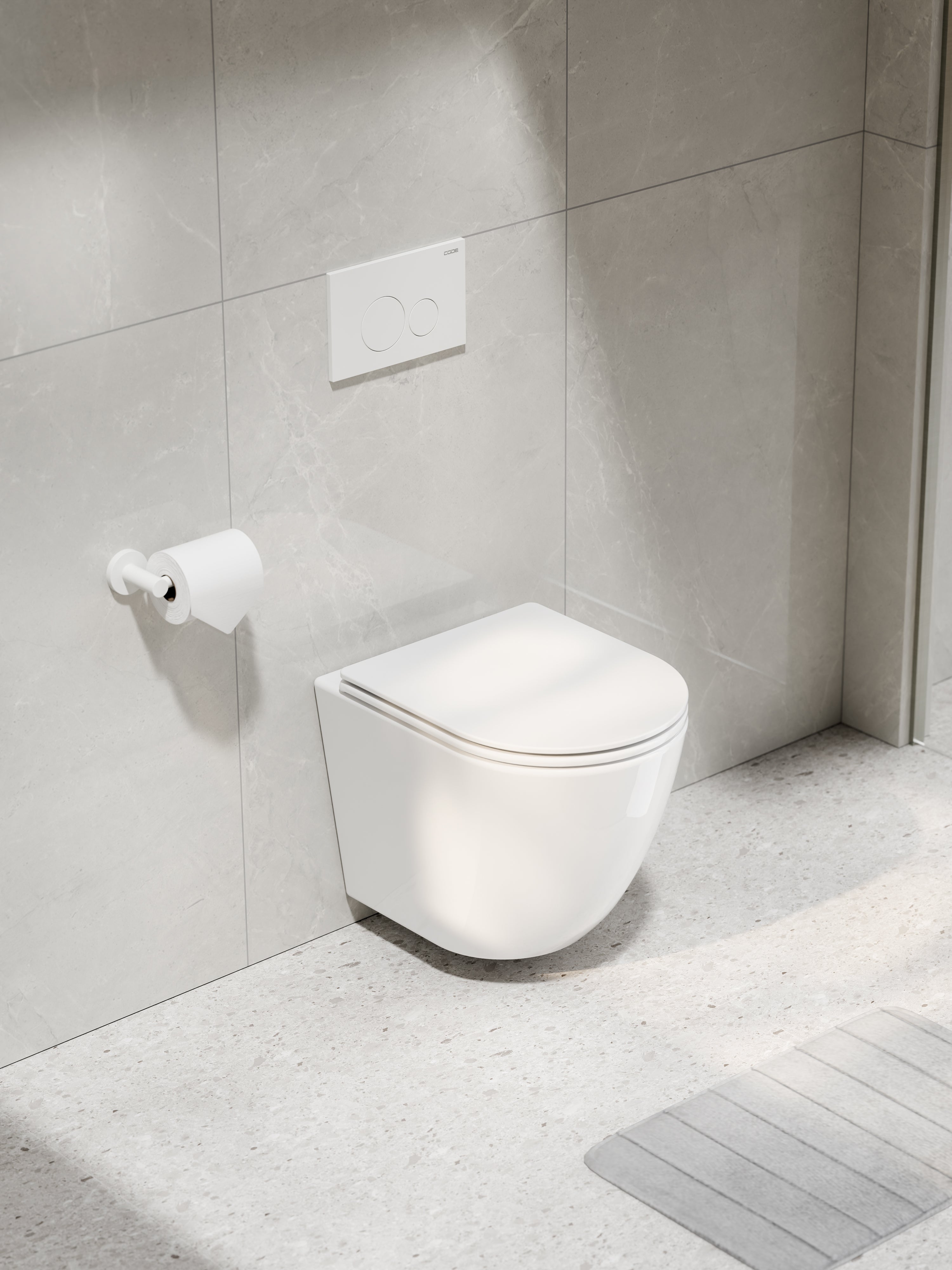 CODE FLOW TYPHOON WALL HUNG TOILET SUITE | MATTE WHITE BUTTON