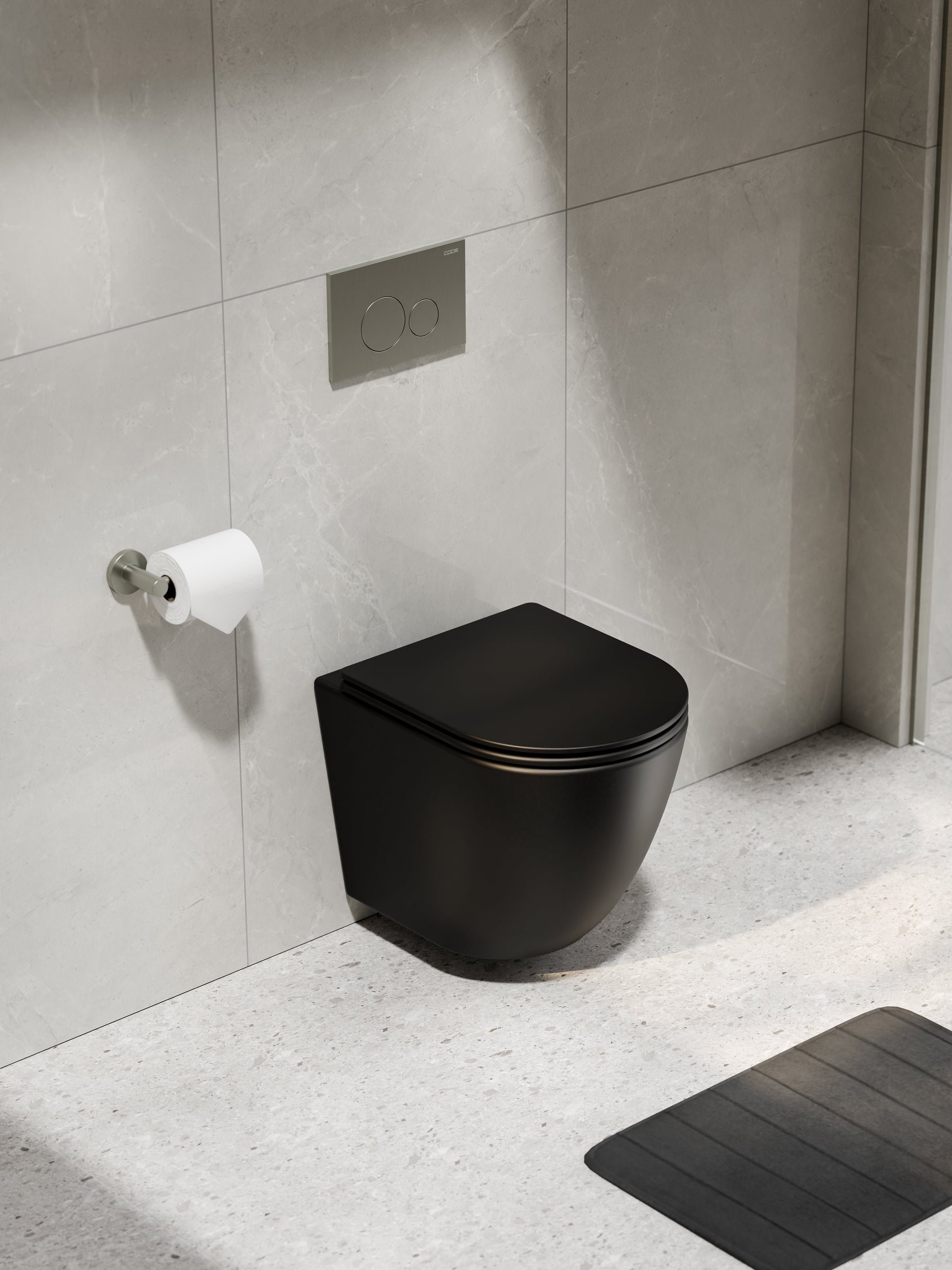 CODE FLOW TYPHOON WALL HUNG TOILET SUITE | BRUSHED NICKEL BUTTON