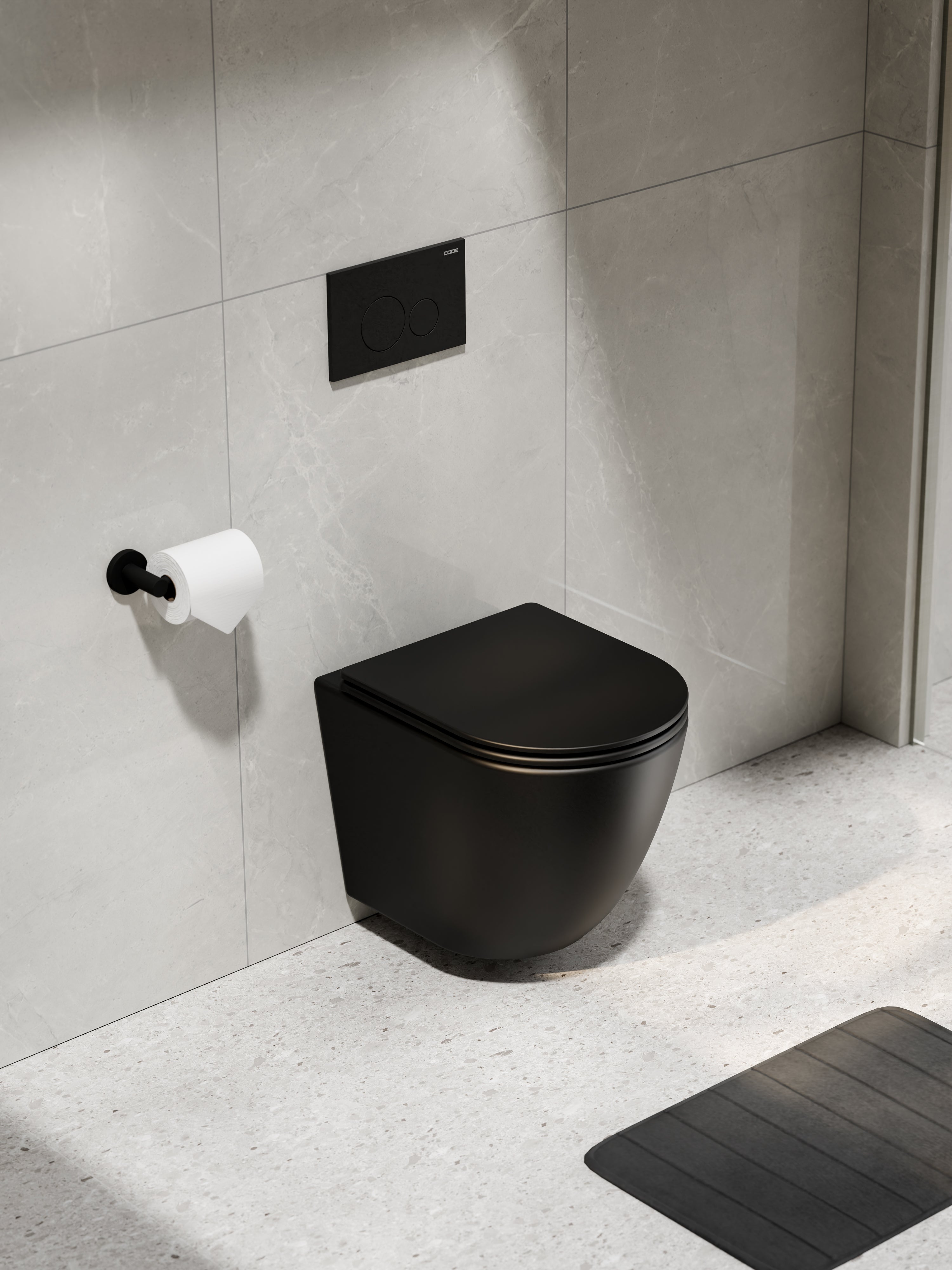 CODE FLOW TYPHOON WALL HUNG TOILET SUITE | MATTE BLACK BUTTON