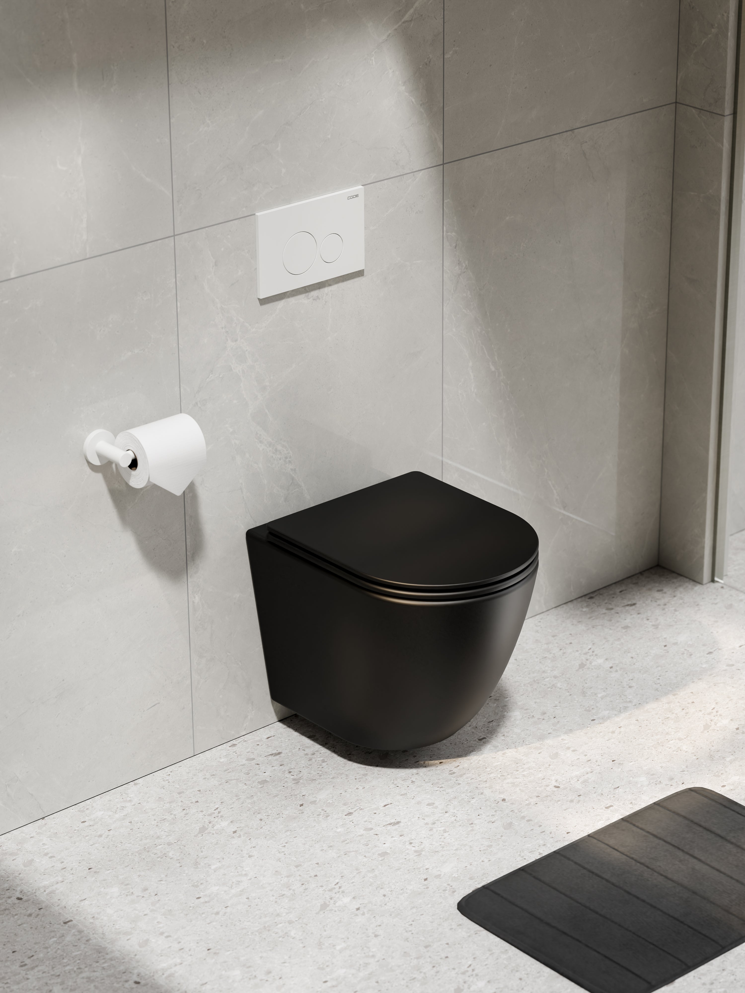 CODE FLOW TYPHOON WALL HUNG TOILET SUITE | MATTE WHITE BUTTON