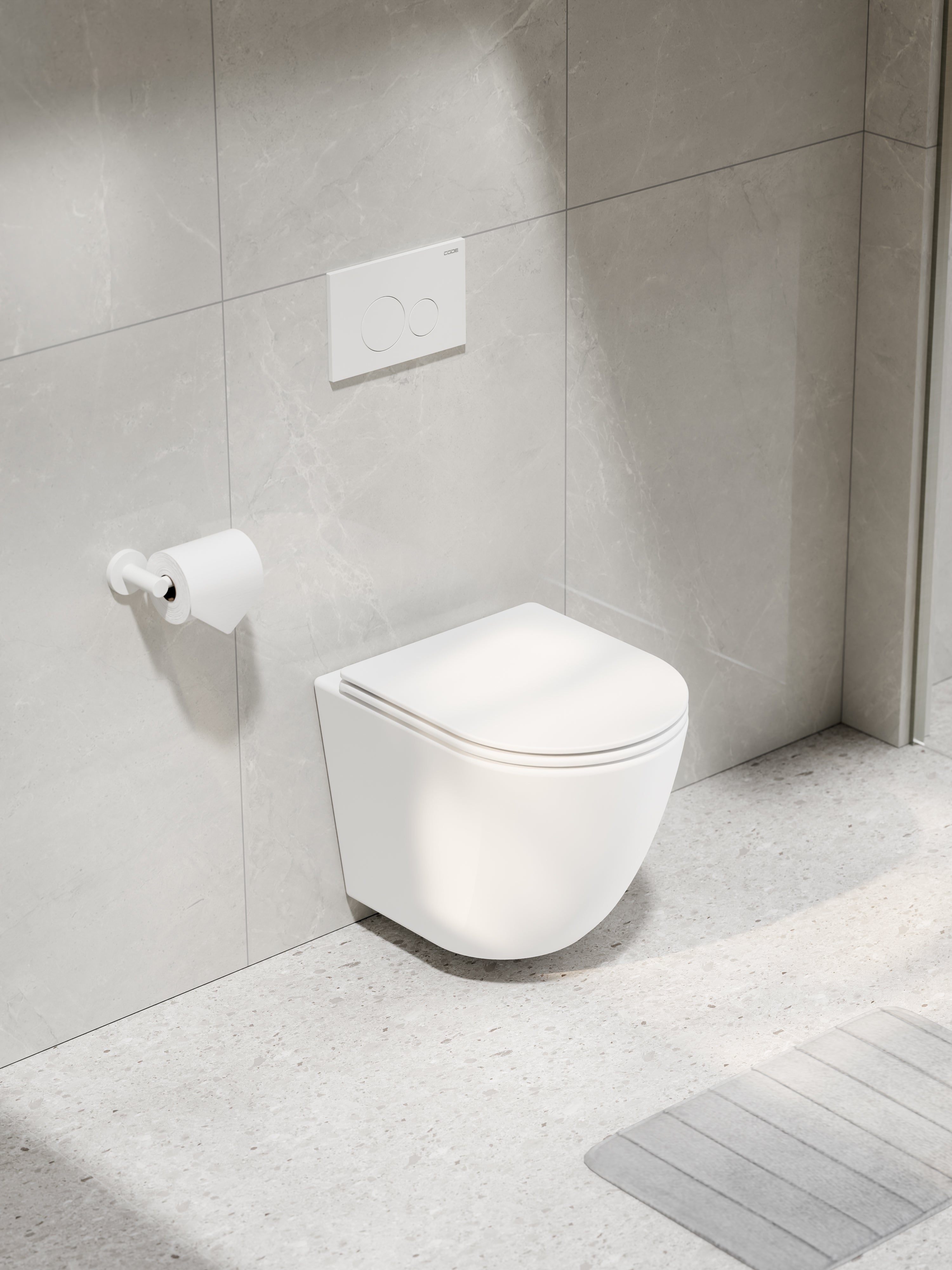 CODE FLOW TYPHOON WALL HUNG TOILET SUITE | MATTE WHITE BUTTON